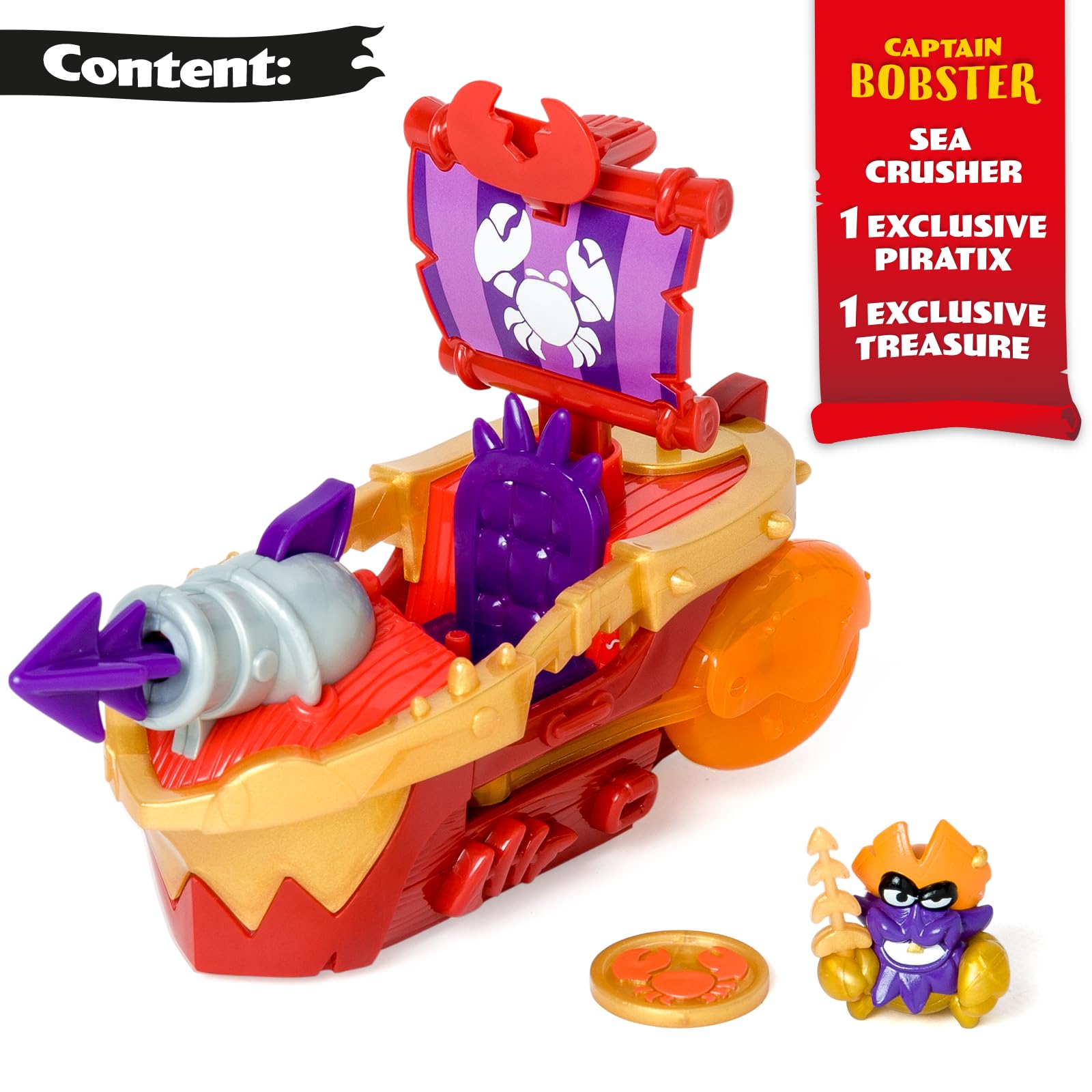PIRATIX Sea Crusher Pirate Ship Playset - Crab-Themed Adventure with Captain Lobster Figure 5