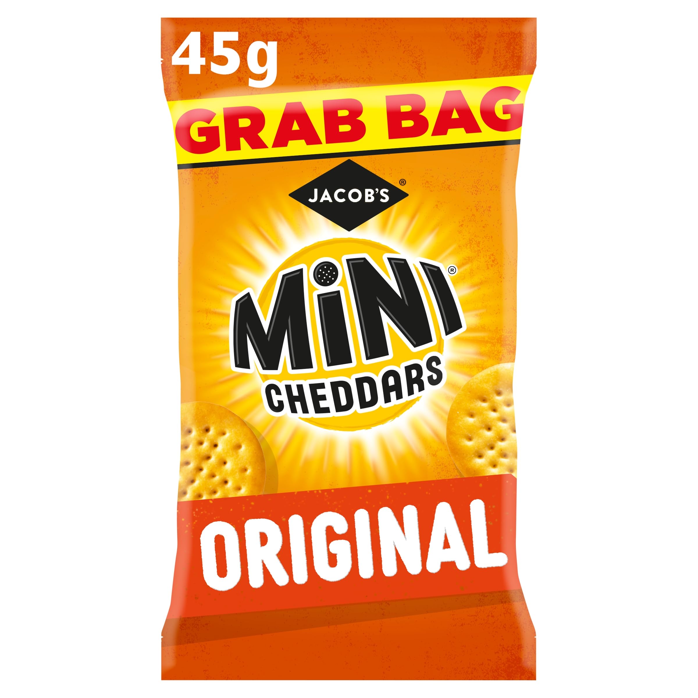JACOB'S Mini Cheddars Original Snacks Grab Bag, 45g Pack of 1 2