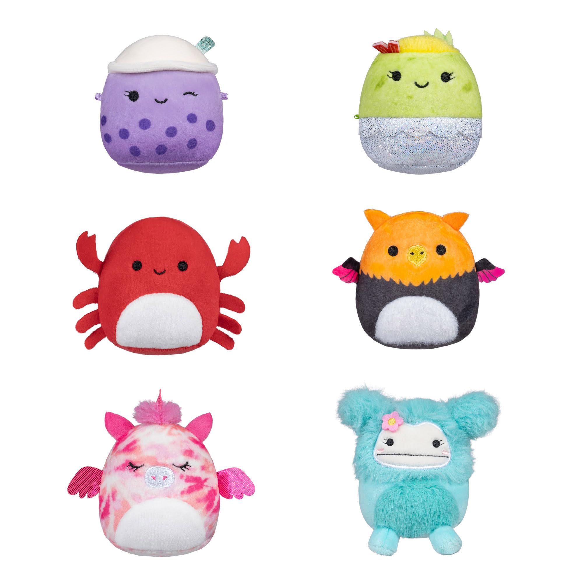 Squishmallows Micromallows 6-Pack - 2.5" Mini Plush Collection with Griffin, Alicorn, Crab, Boba, Burrito, Bigfoot 1