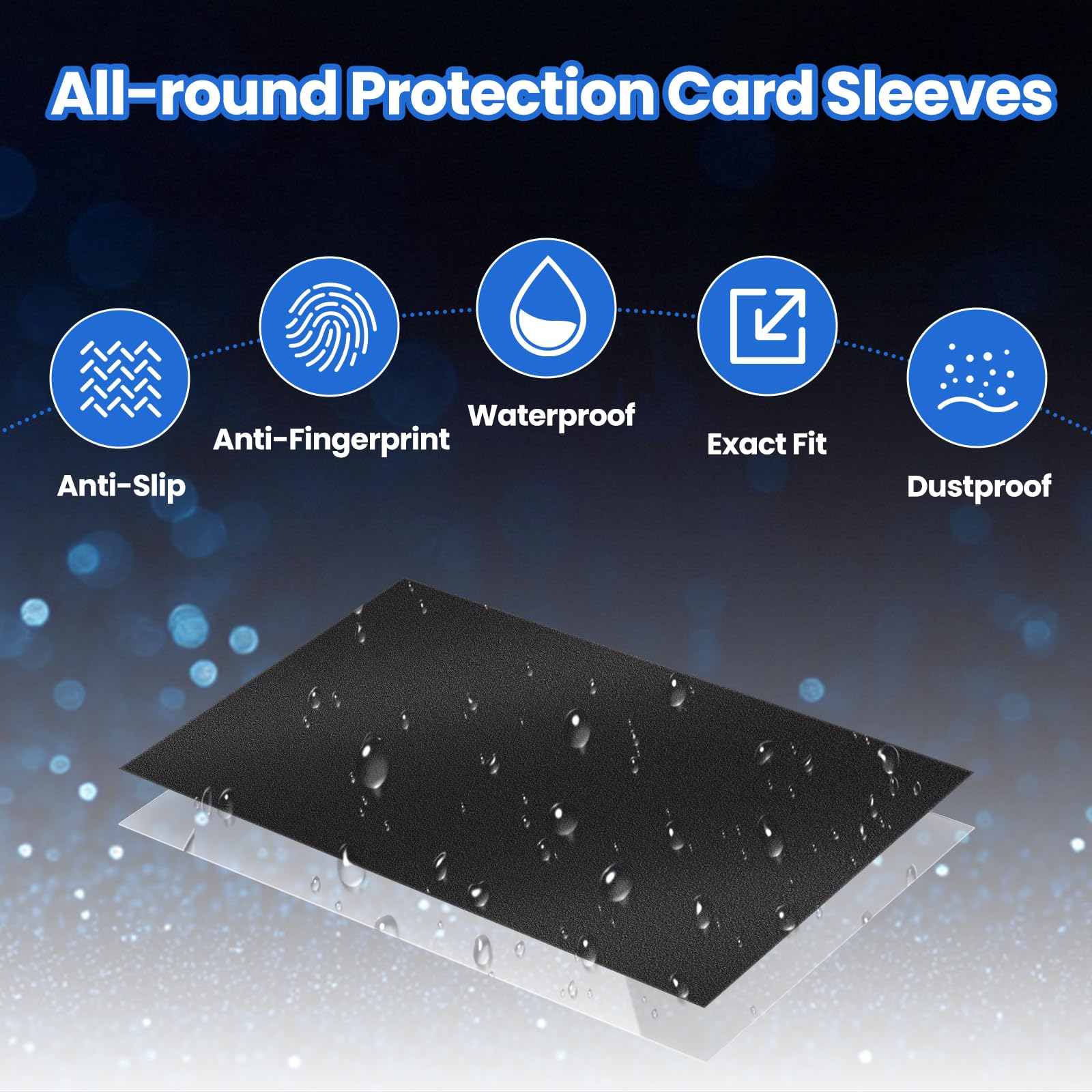 MOXYOY 100 Pcs Card Sleeves - Double Sided PP Protection | 66x91mm Size | Anti-Slip Frosted Back