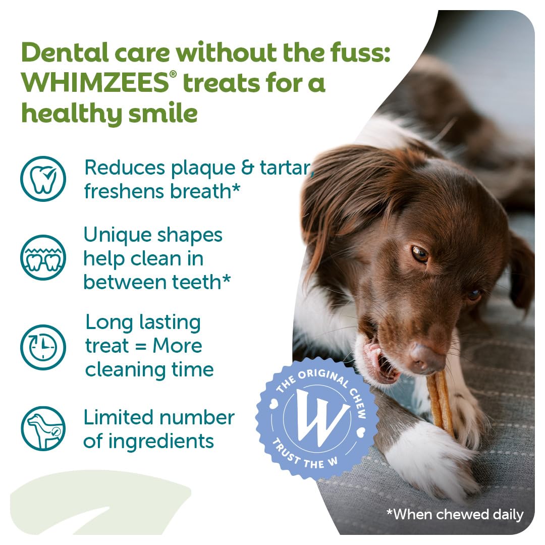 WHIMZEES Natural Dental Dog Chews - X Small Stix, 56 Pieces, Low Calorie, Grain-Free