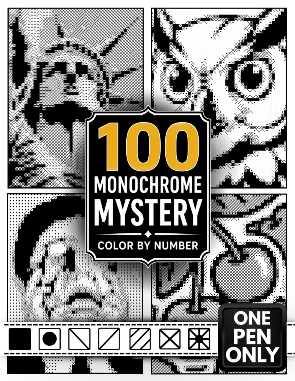 Pixora Zora - 100 Monochrome Mystery Color by Number | Paperback | Large Print 1