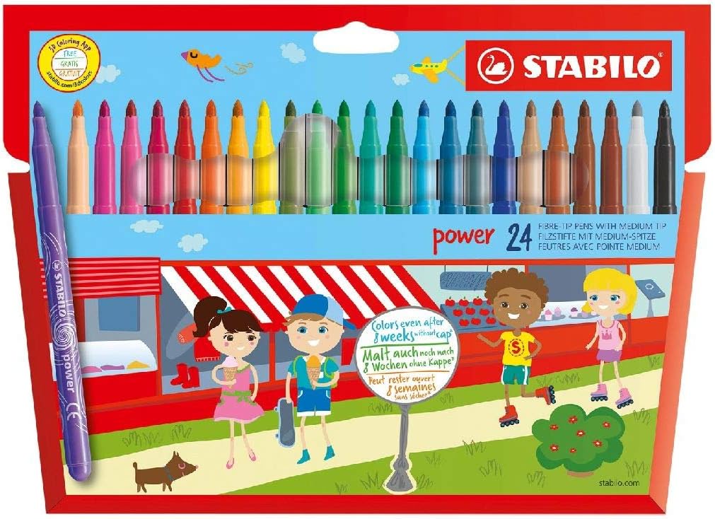 STABILO - power Felt Tip Pen Wallet of 24 Assorted Colours 1