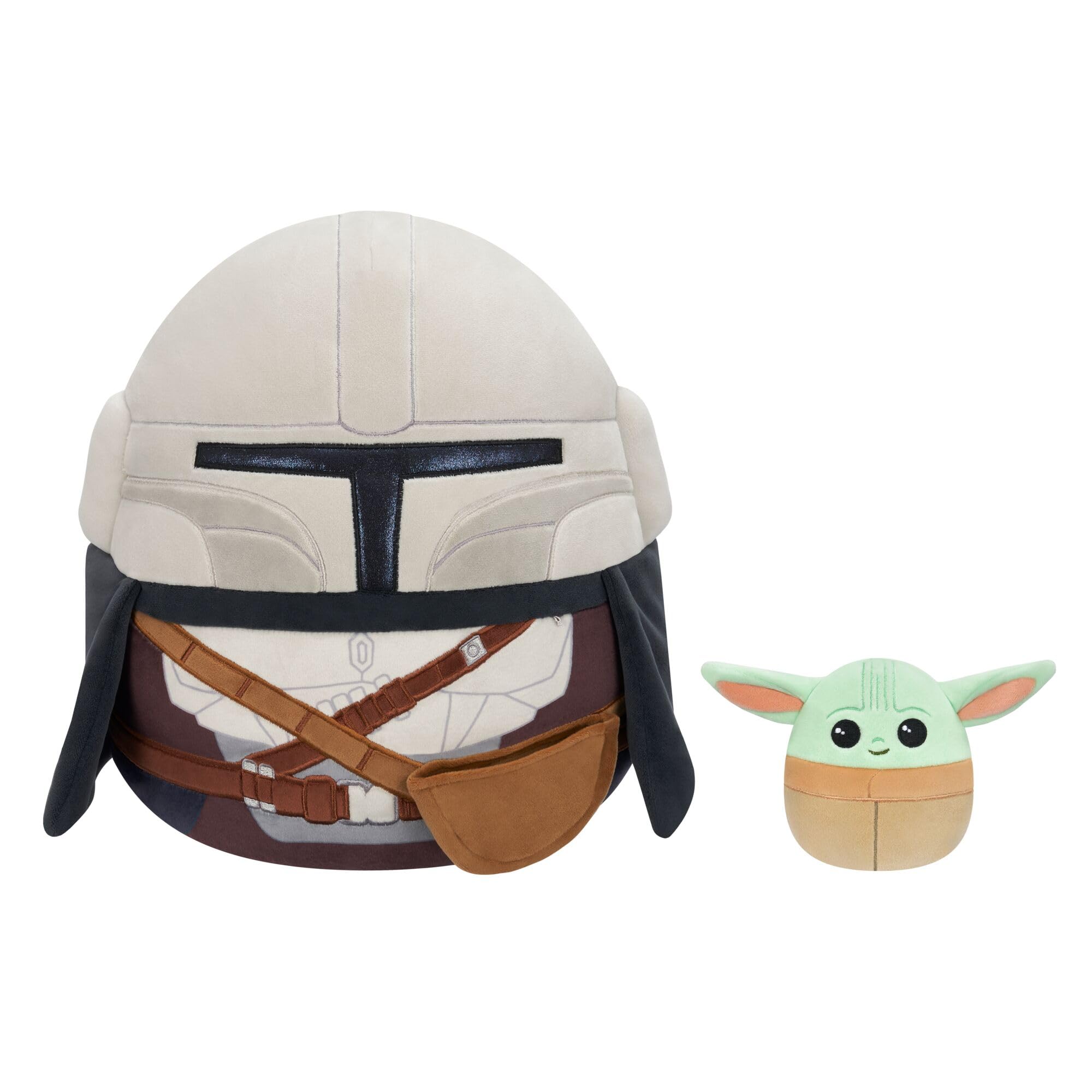 Squishmallows Star Wars Mandalorian + Grogu Plush Set | 12-Inch & 3.5-Inch | Polyester