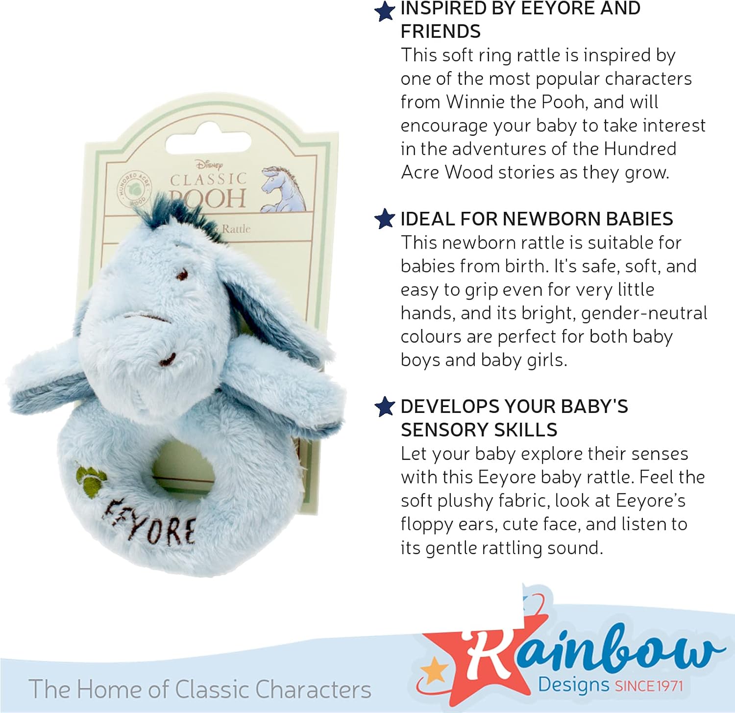 Eeyore Ring Rattle - Soft Plush Baby Toy for Newborns 5