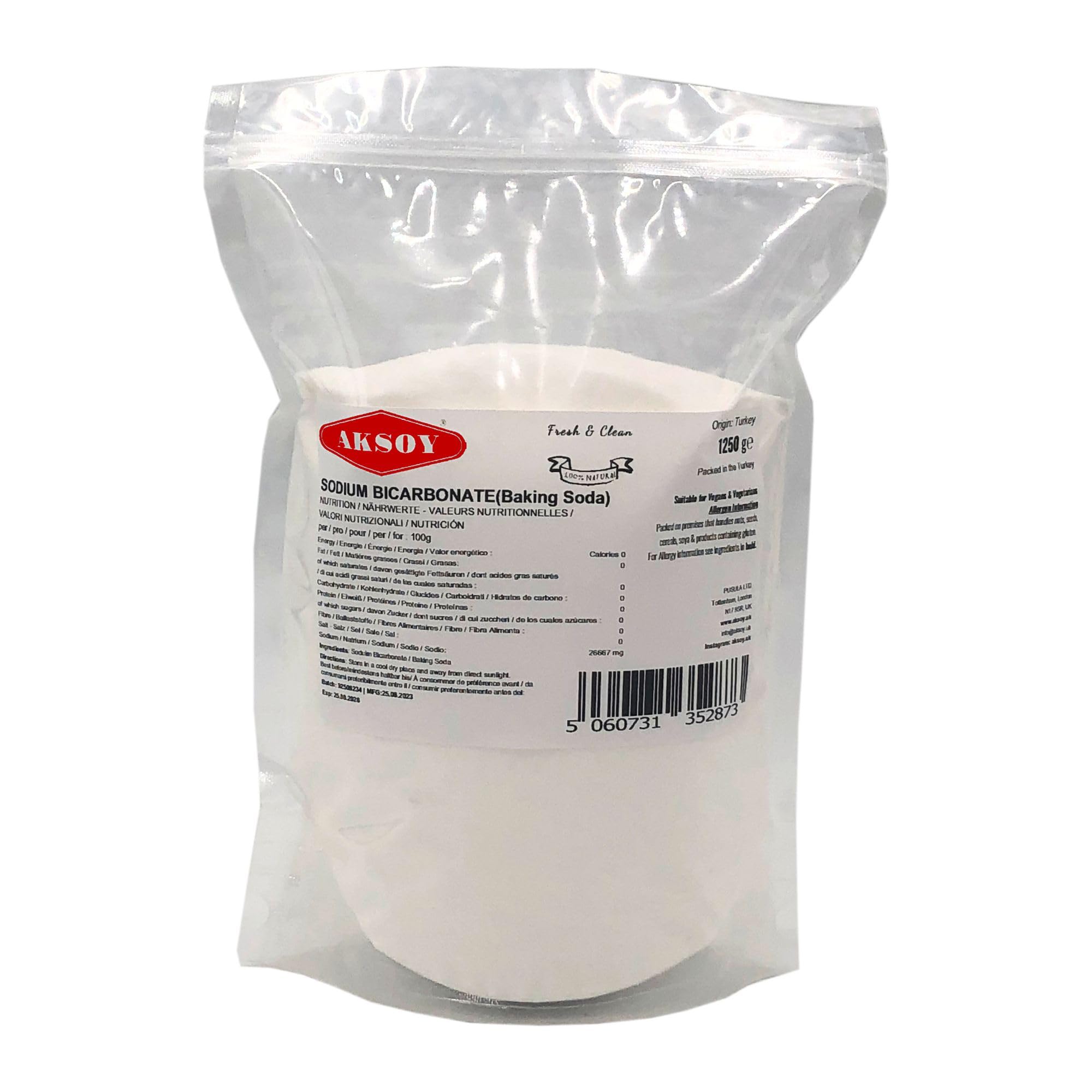 Aksoy Pure Baking Soda 1250g - Sodium Bicarbonate Powder for Baking & Cleaning 1