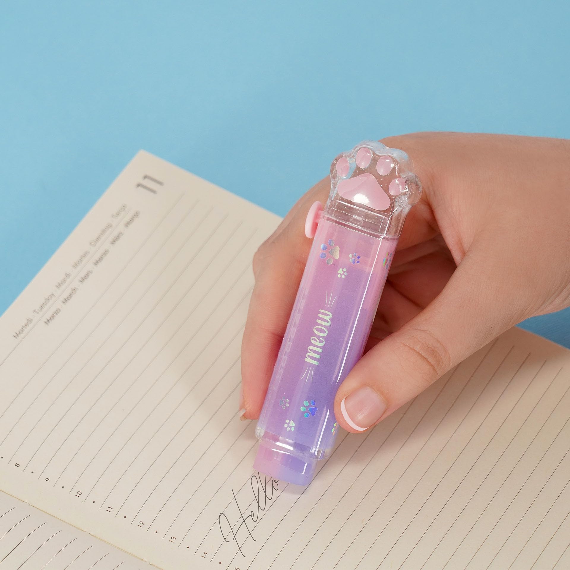 Legami Meow Retractable Eraser - Cat Paw Shaped Pencil Eraser for Kids