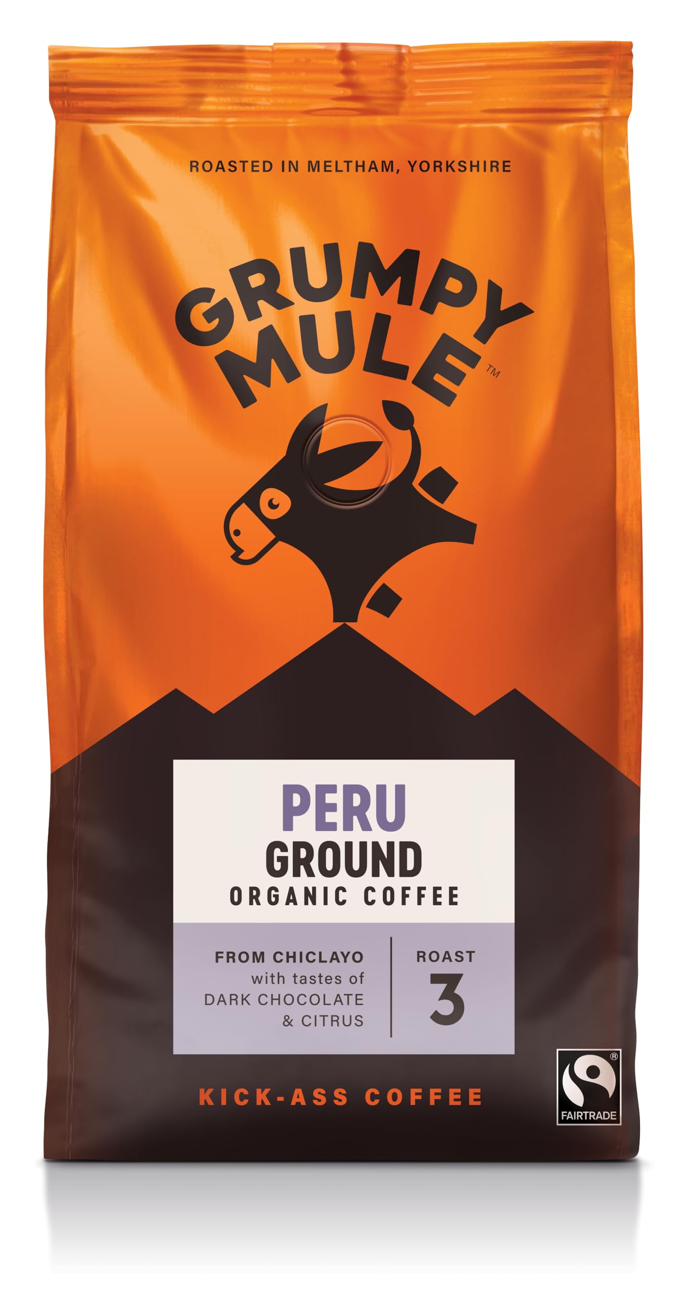 Grumpy Mule Peru Café Feminino Organic Ground Coffee - Dark Chocolate & Citrus Notes | Roast 4