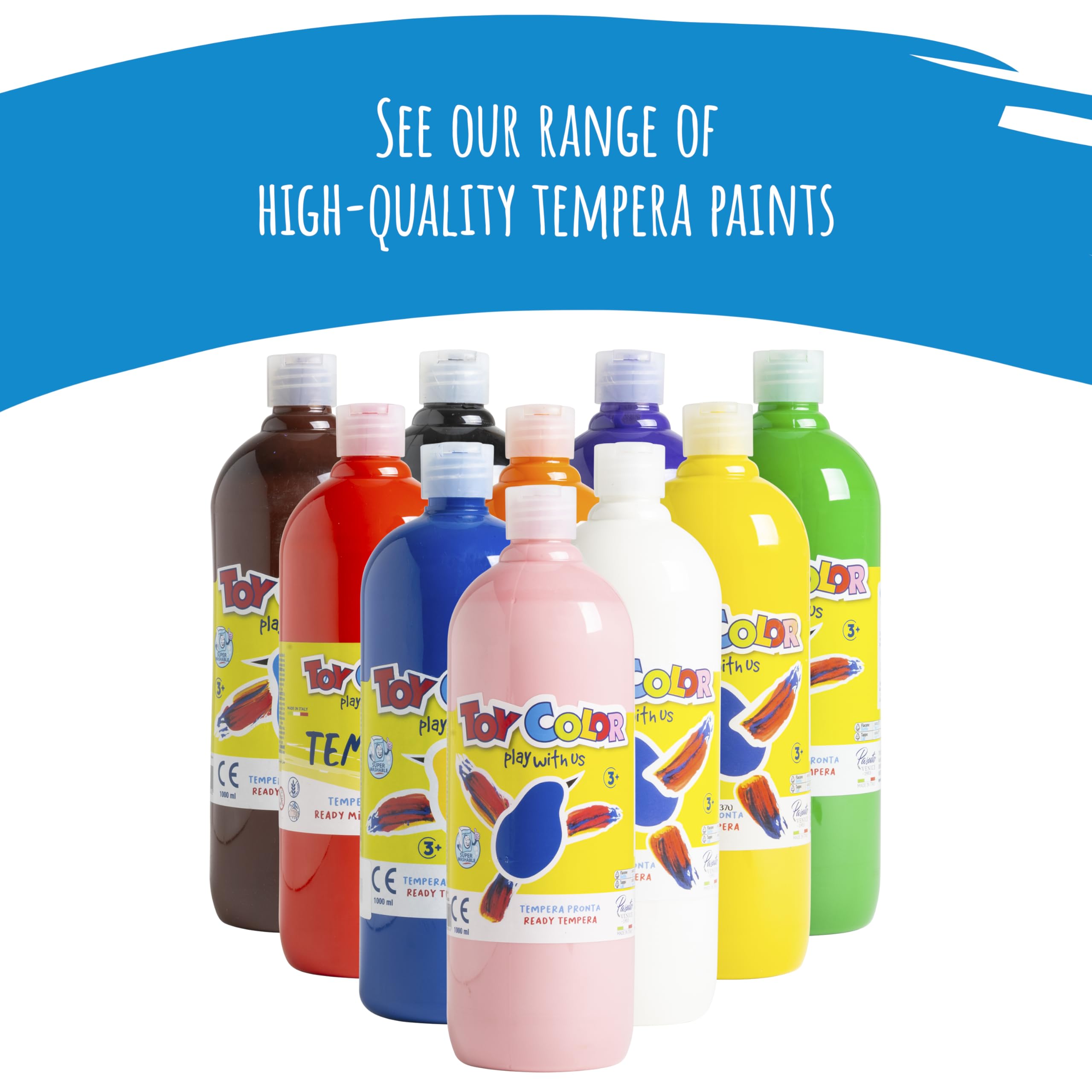 Pasuto Toy Color Tempera Paint - White | 1000 ml Washable Poster Paint for Kids 6