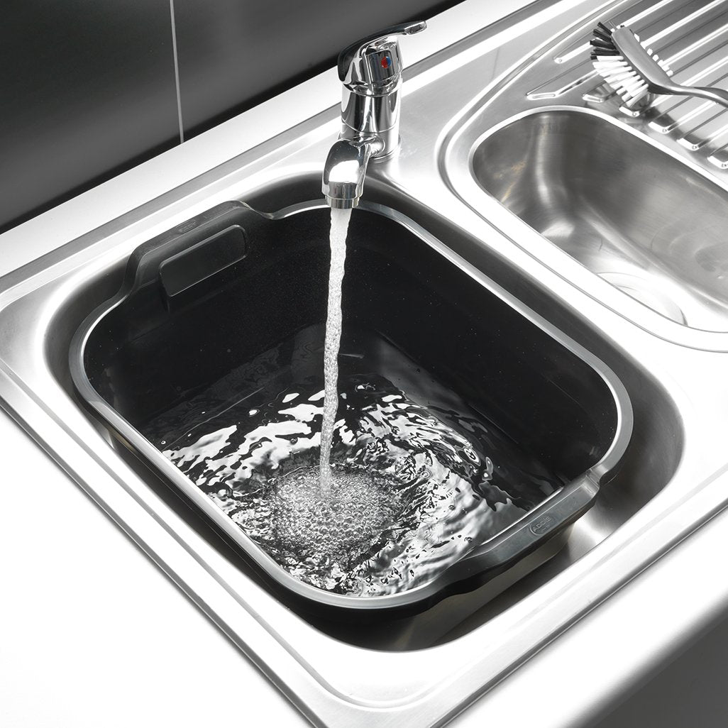 Addis Eco 10L Washing Up Bowl with Twin Handles - Made from 100% Recycled Plastic, Metallic Grey 3