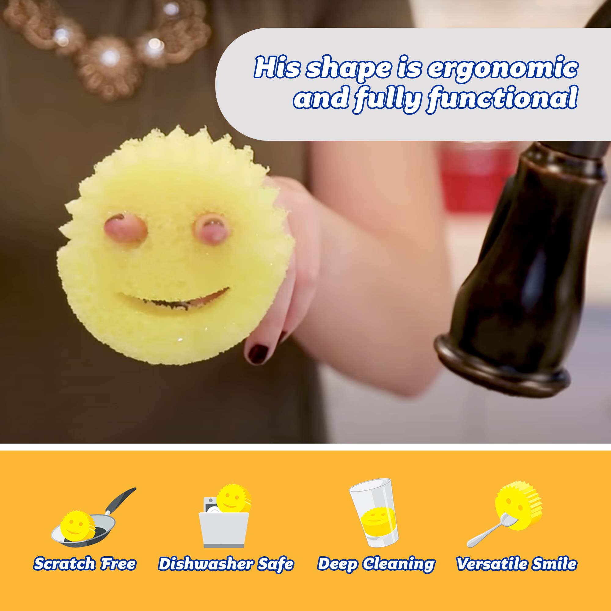 Scrub Daddy Dish Daddy Wand with Refill Heads, Sponge & Connector - Yellow 5
