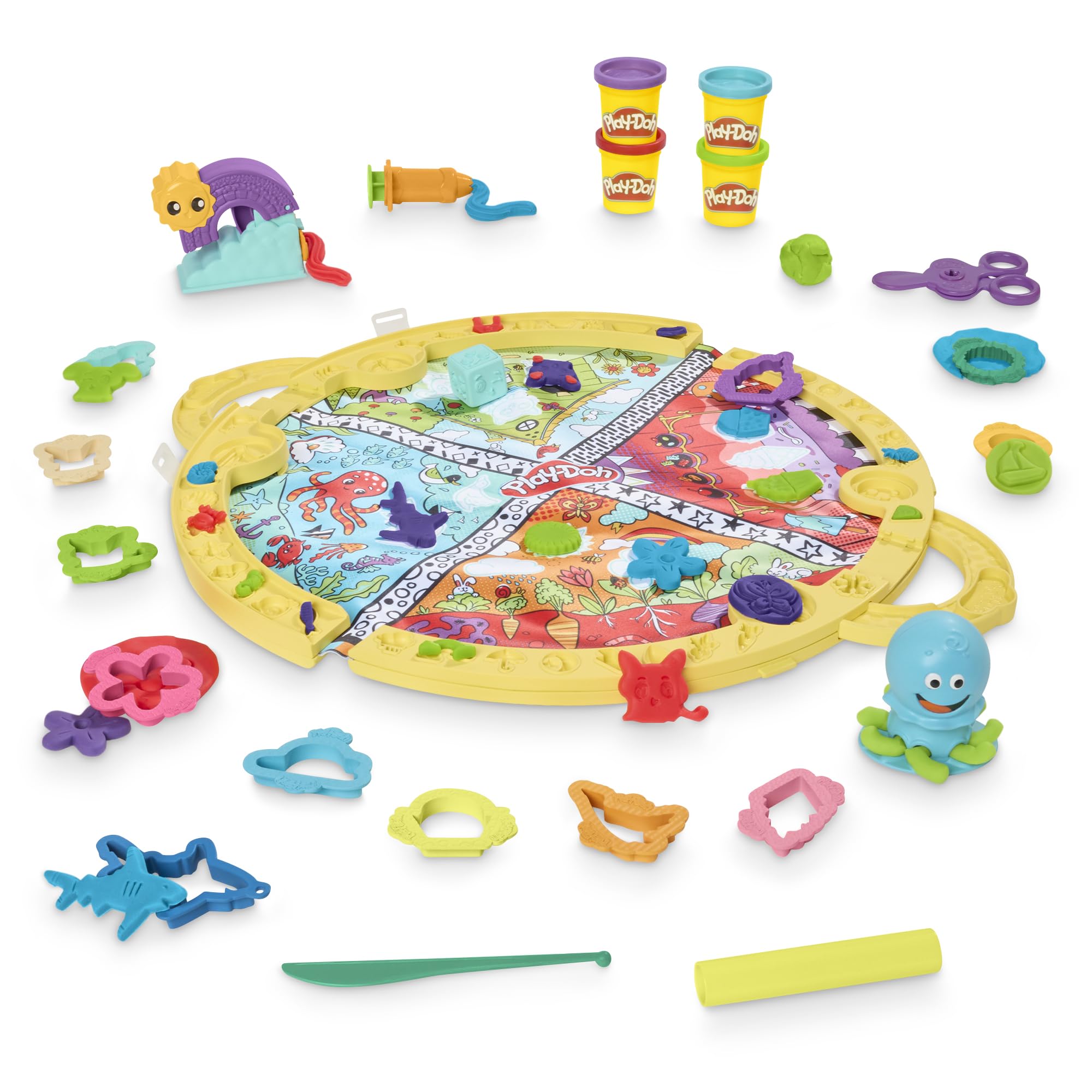 Play-Doh Fold and Go Playmat Starter Playset - Creative Arts & Crafts Toy for Kids 3+