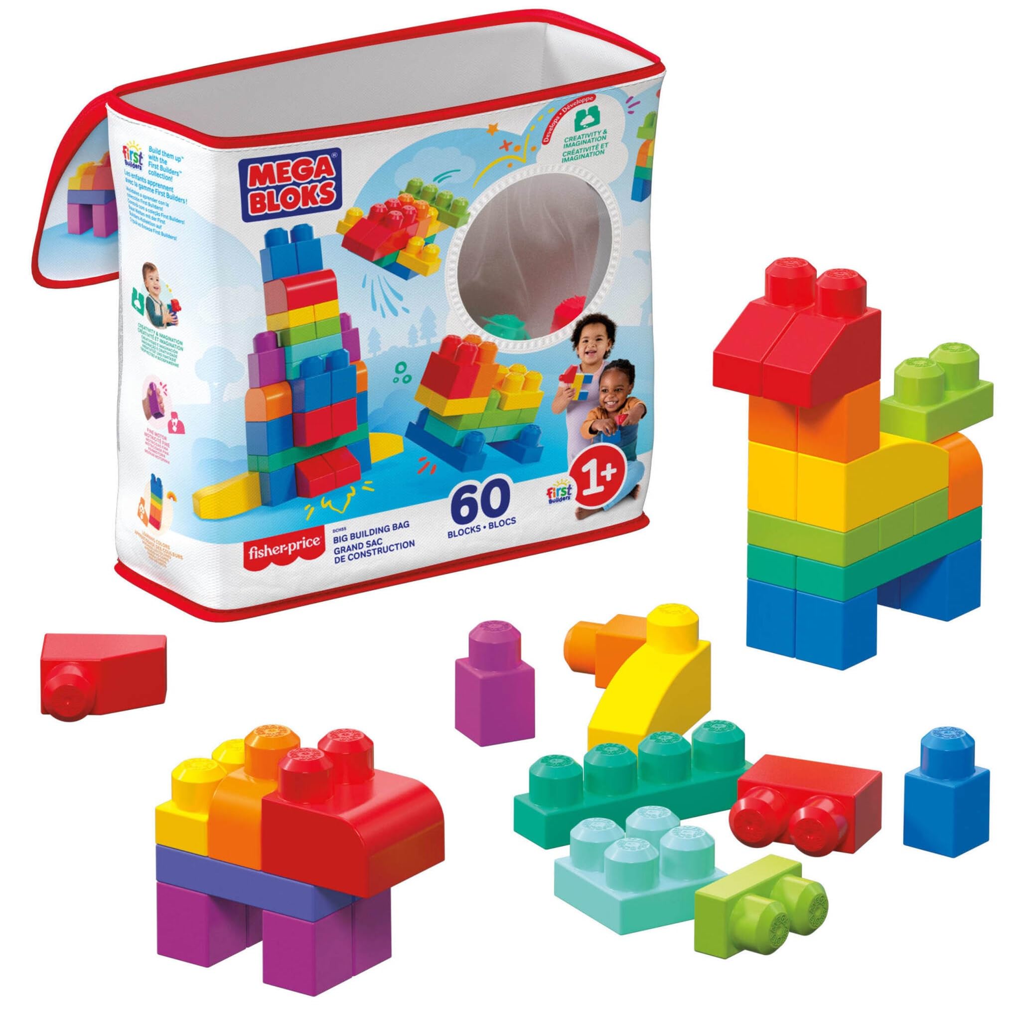 Mega Bloks First Builders Big Building Bag Playset - 60-Piece Building Set for Toddlers 1+ 11