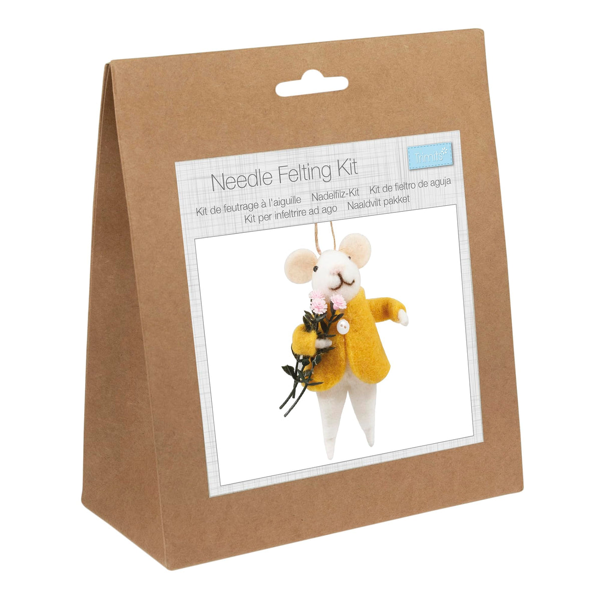 Trimits Needle Felting Craft Kit - Flower Mouse, 7 x 12.5cm