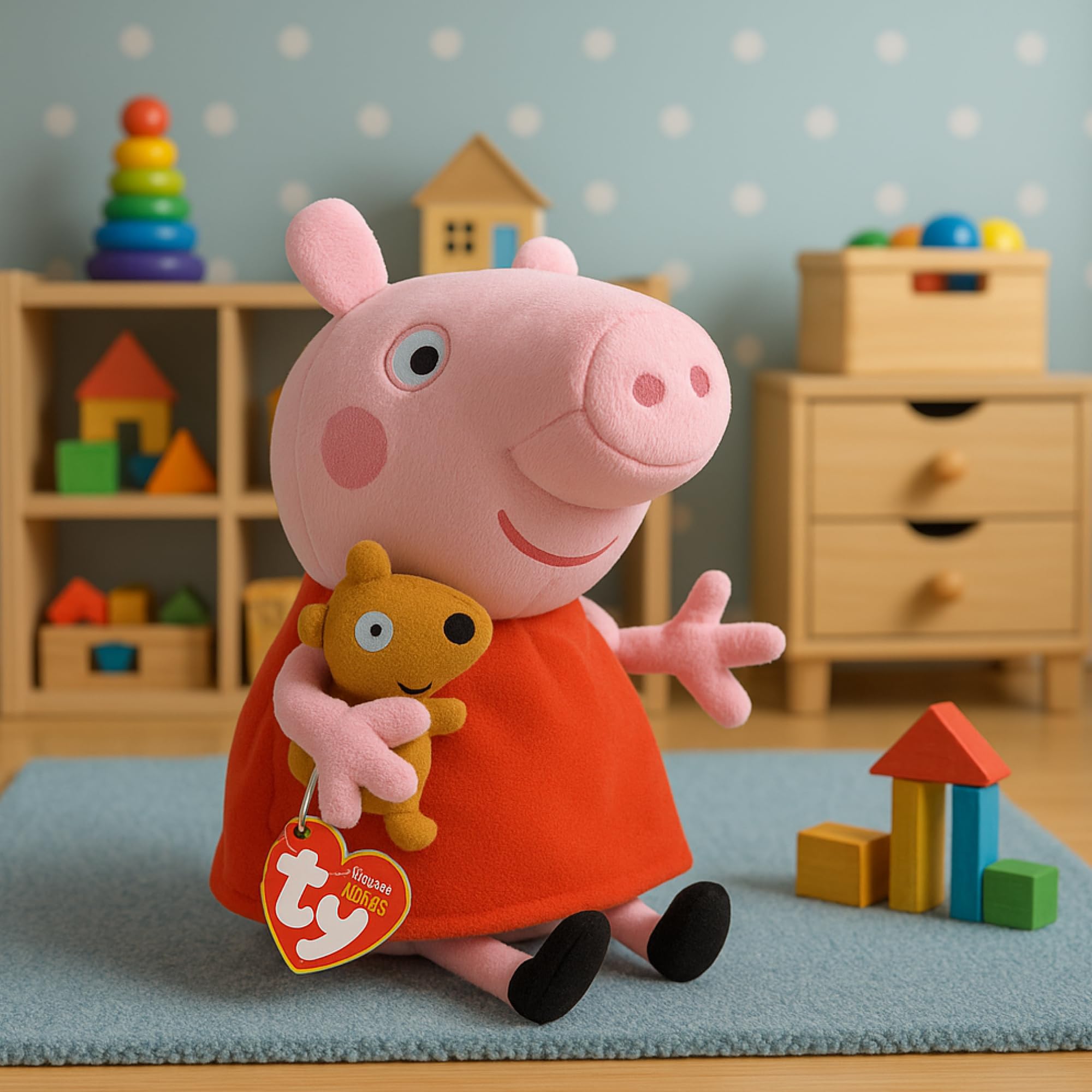 Ty Peppa Pig Beanie Stuffed Animal - 15 cm