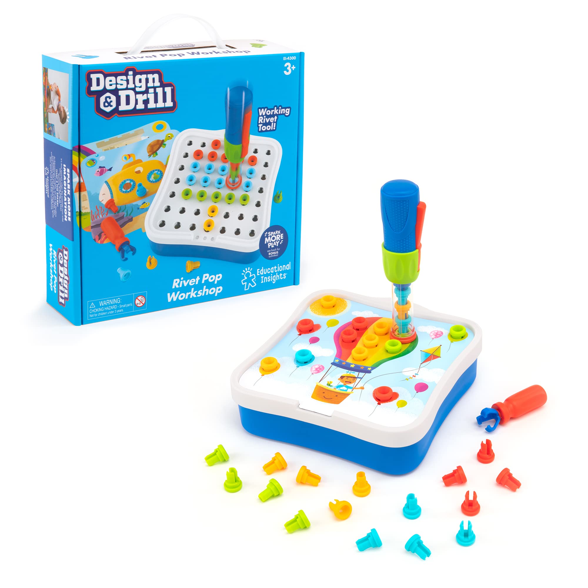 Learning Resources Design & Drill Rivet Pop Workshop - STEM Playset for Ages 3+ 1