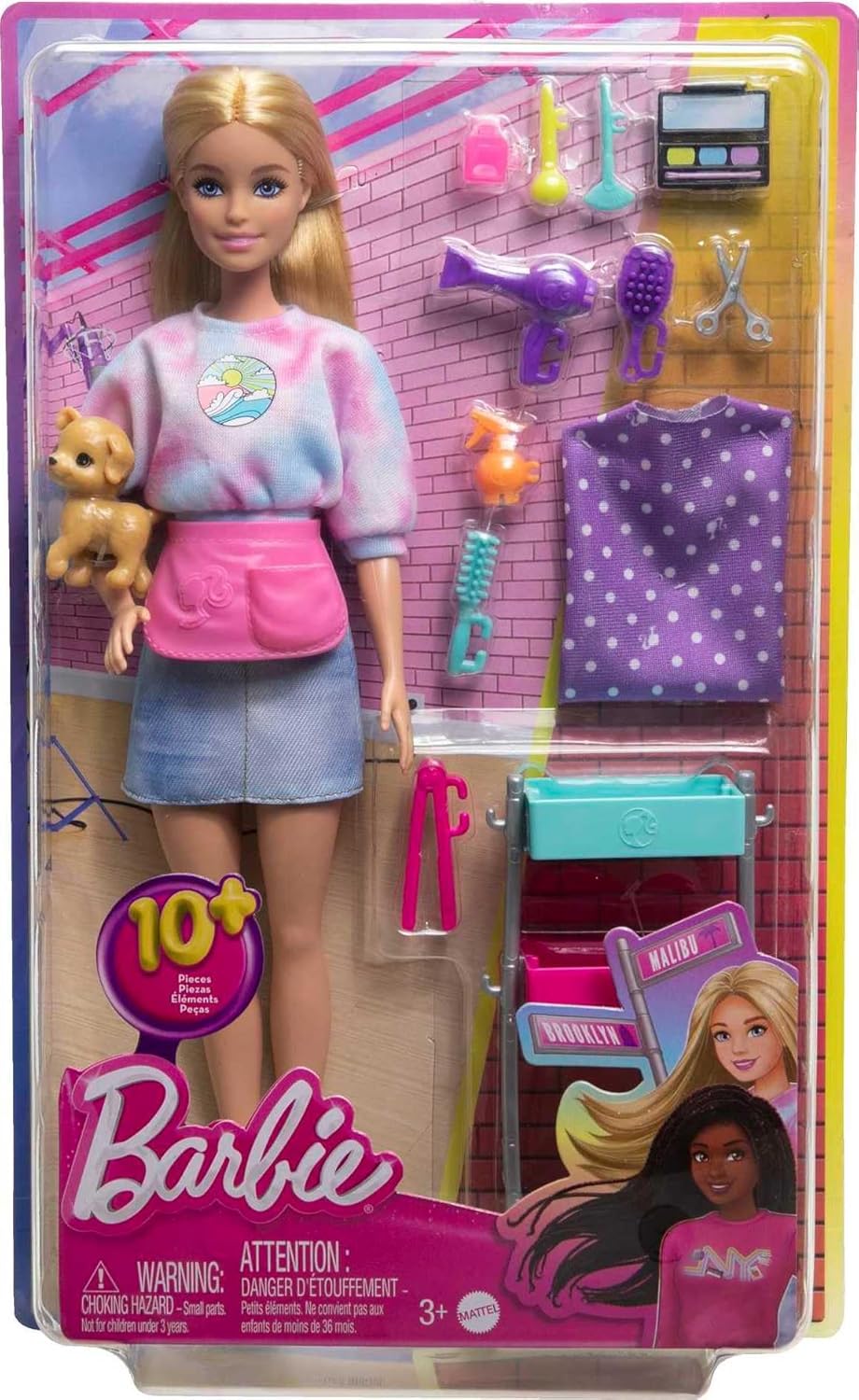 Barbie "Malibu" Stylist Doll & 14-Piece Hair & Makeup Playset - Role Play for Kids 3+ 2