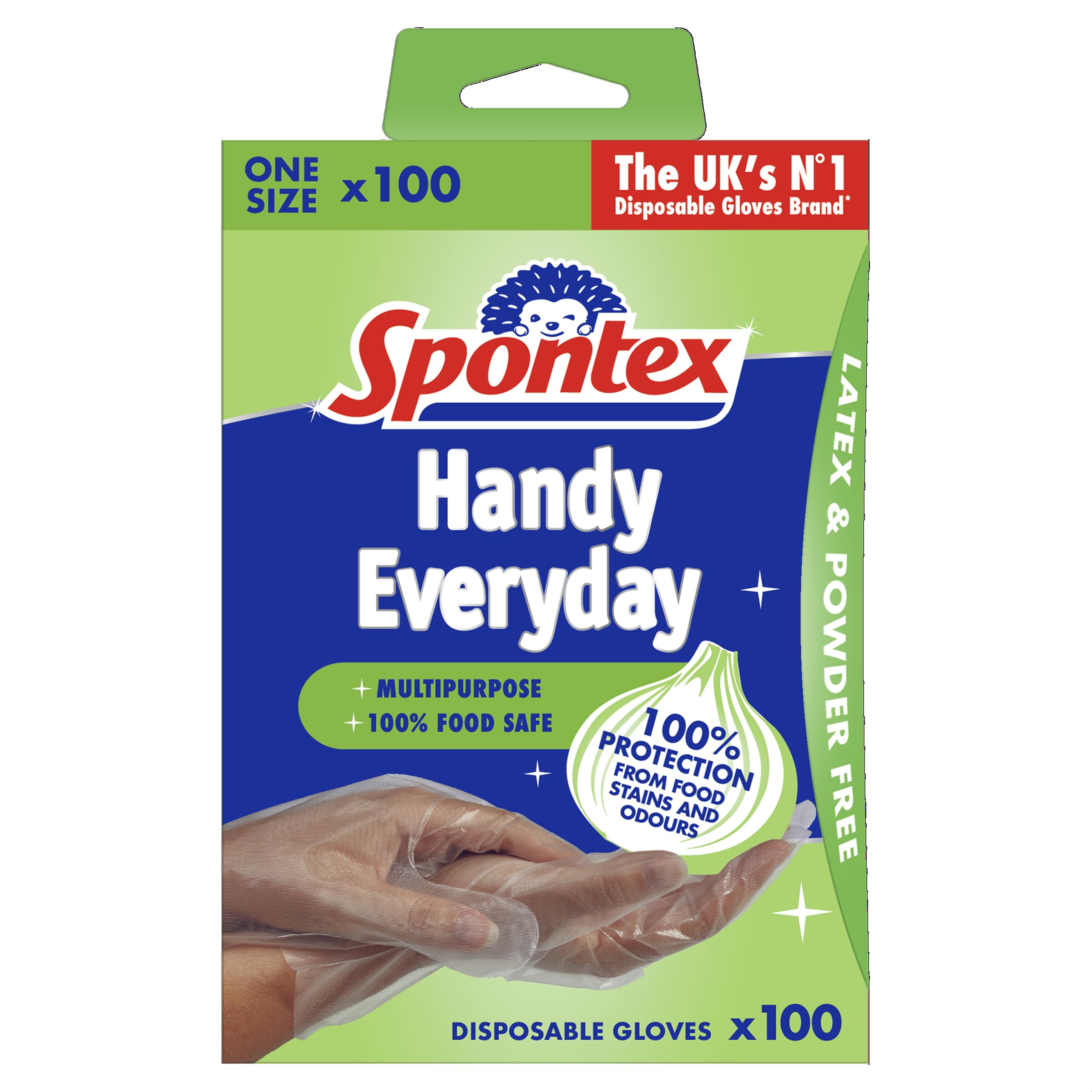 Spontex Handy Multipurpose Disposable Gloves - 100 Pack | Latex-Free | Food Safe