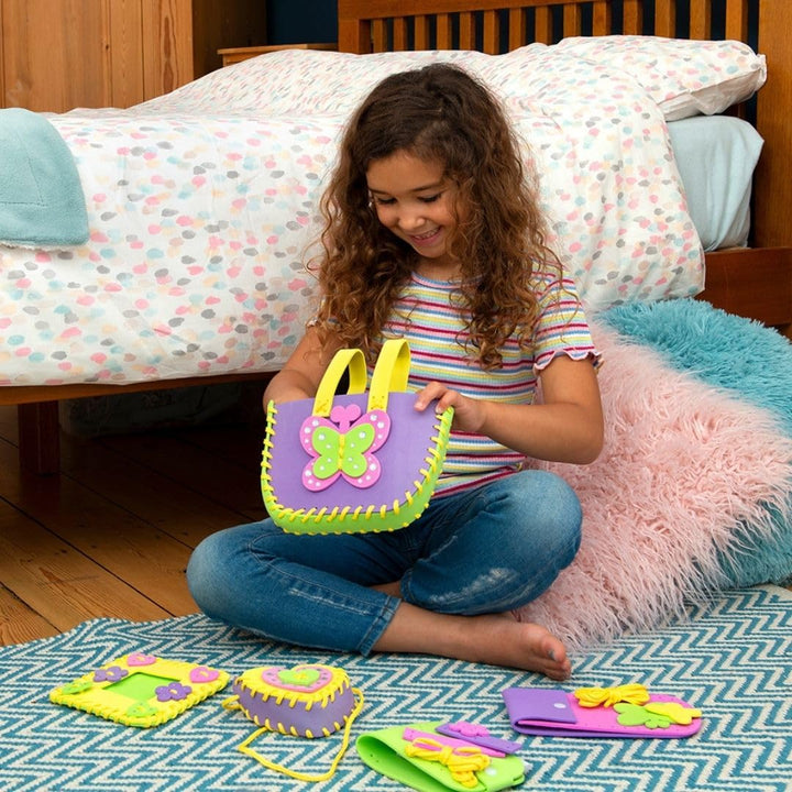 Galt First Sewing Kids Craft Kit with Pencil Case, Purse & Frame - Foam Sewing Set for Children