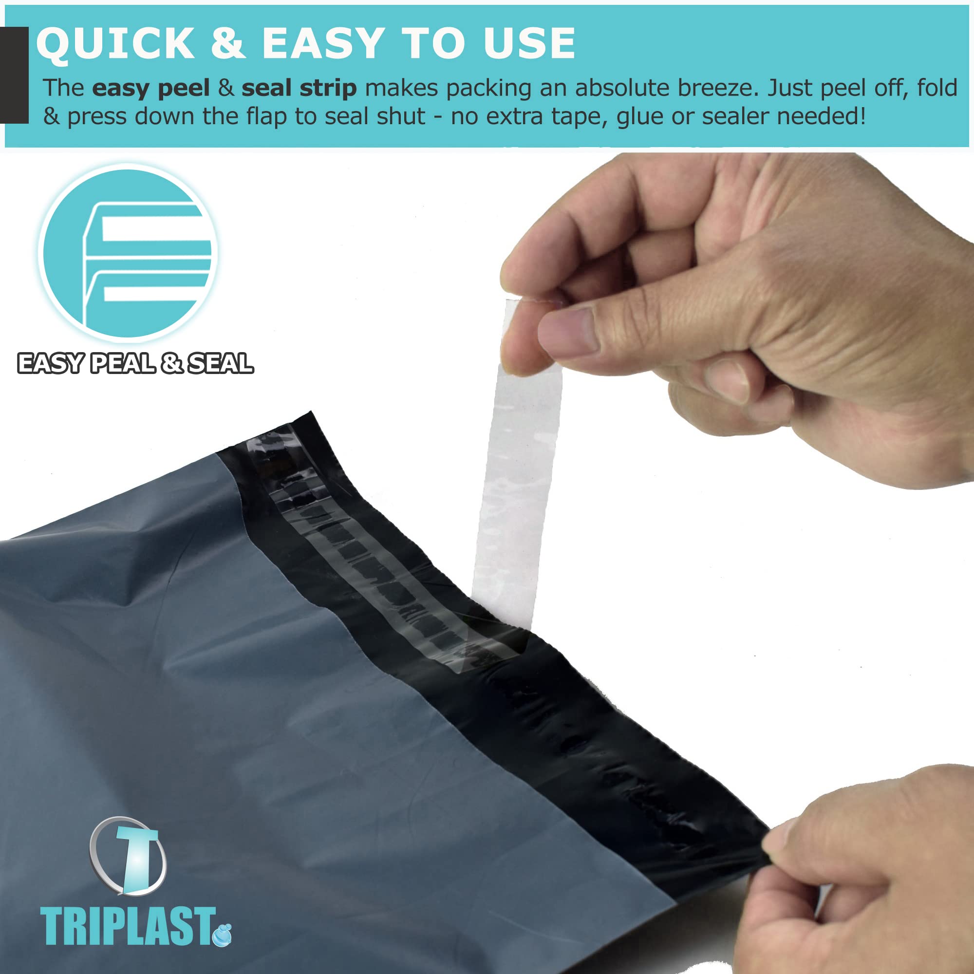 Triplast Plastic Mailing Postal Bags - 10 x 14 Inch Grey, Puncture Resistant | Pack of 200 3