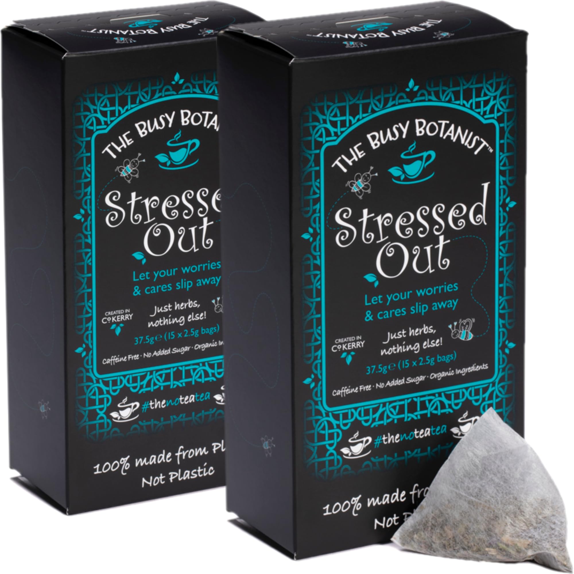 Stressed Out Herbal Tea with Valerian Root, Chamomile & Ashwagandha - 30 Caffeine Free Biodegradable Tea Bags