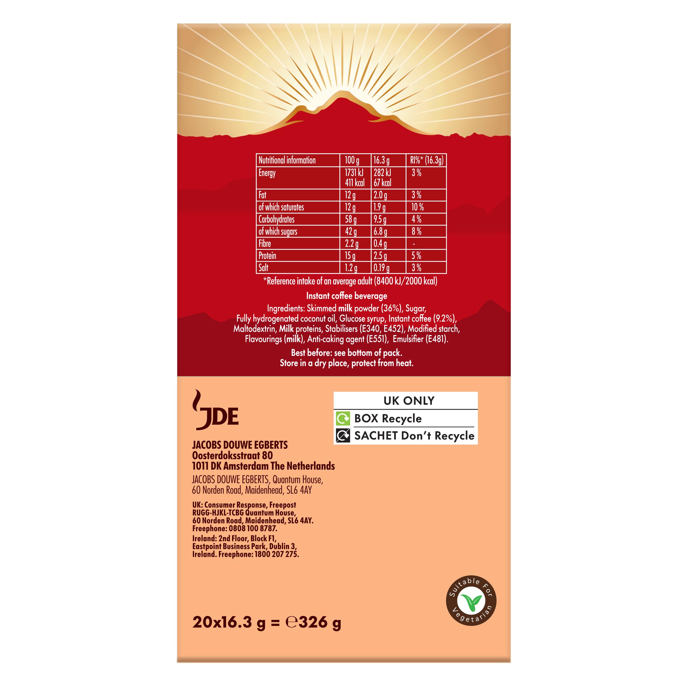 Kenco Classic Latte Instant Coffee Sachets - 60 Count | Pack of 3 2