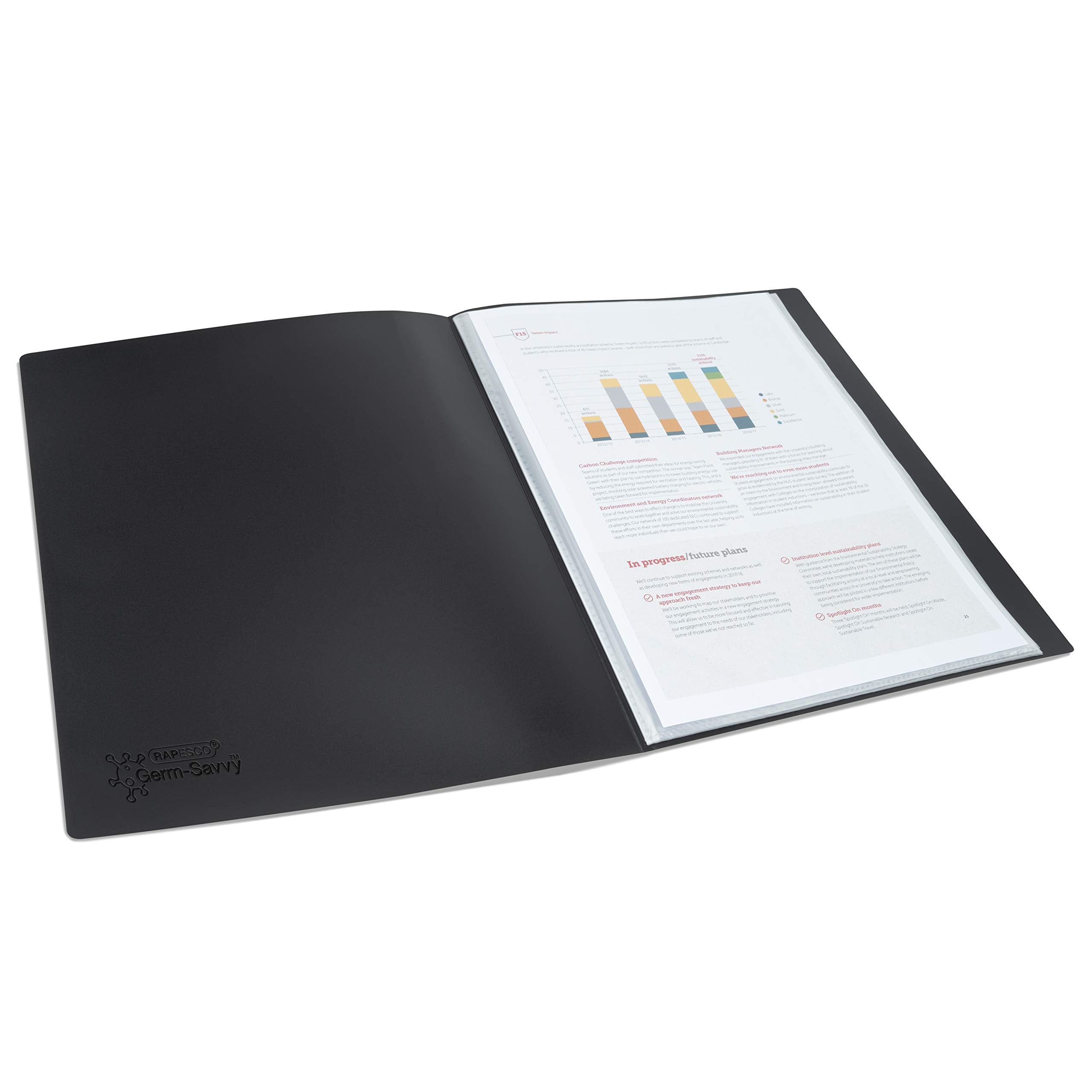 Rapesco 1643 Presentation Folder with Antibacterial Protection, 20 Pockets,