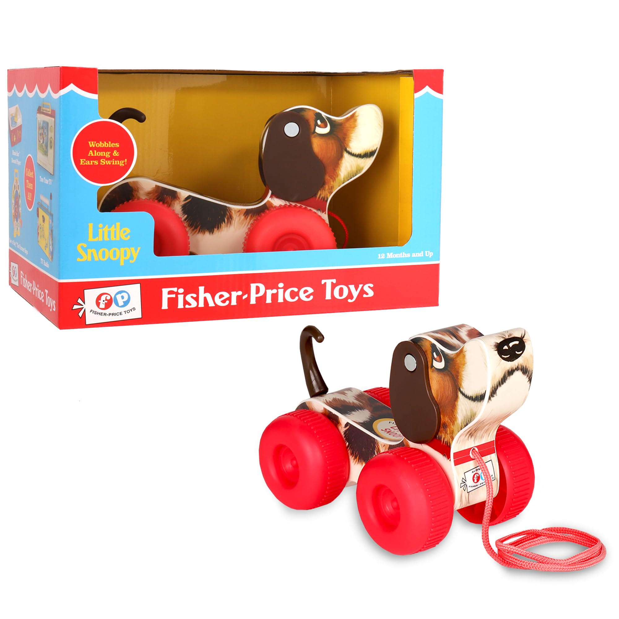 Fisher-Price Little Snoopy Pull-Along Toy - Retro Wooden Dog for Toddlers 6m+ 8