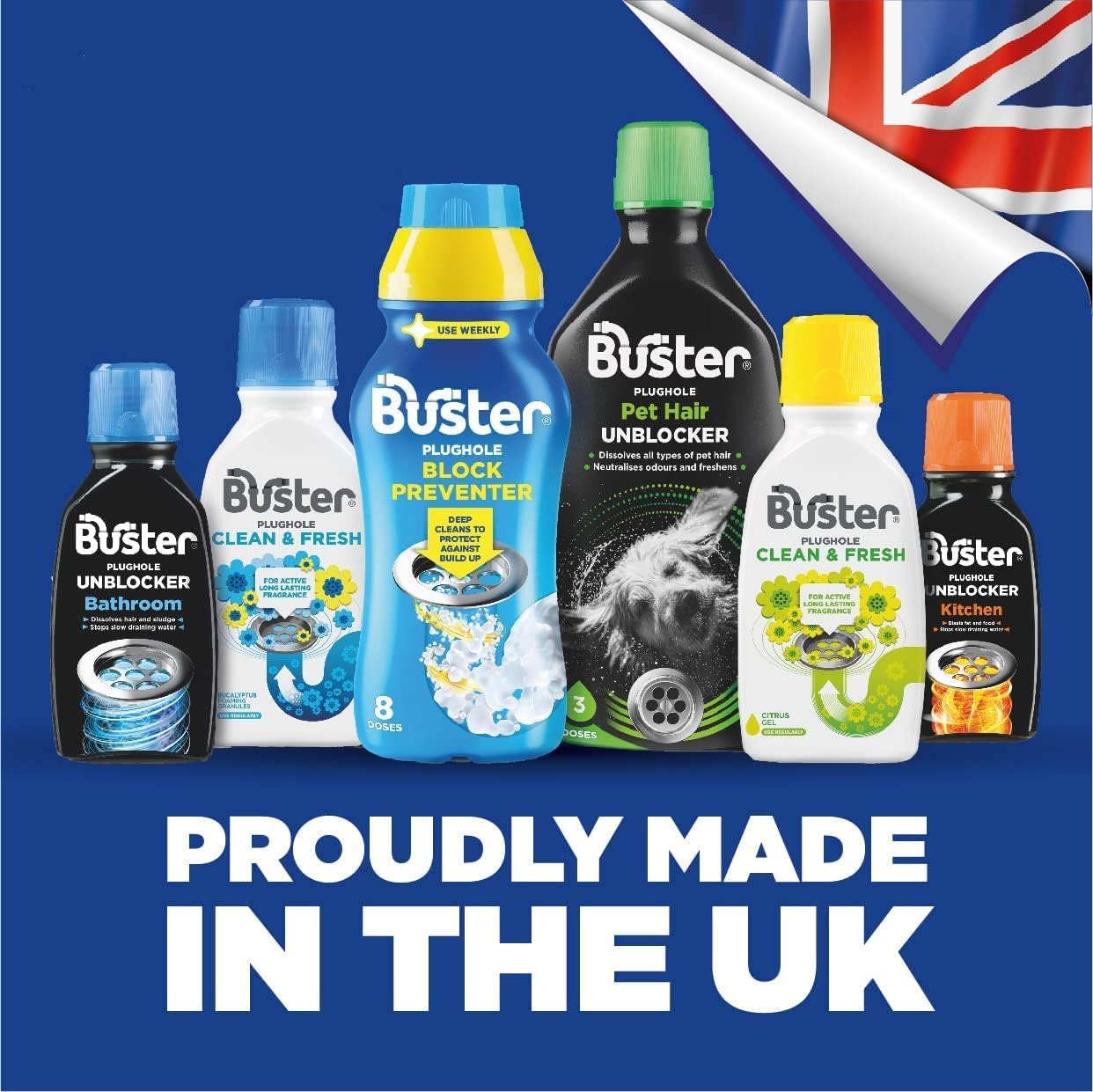 Buster Bathroom Plughole Unblocker - Drain Cleaner for Showers, Baths & Basins (Pack of 6 x 300ml) 7