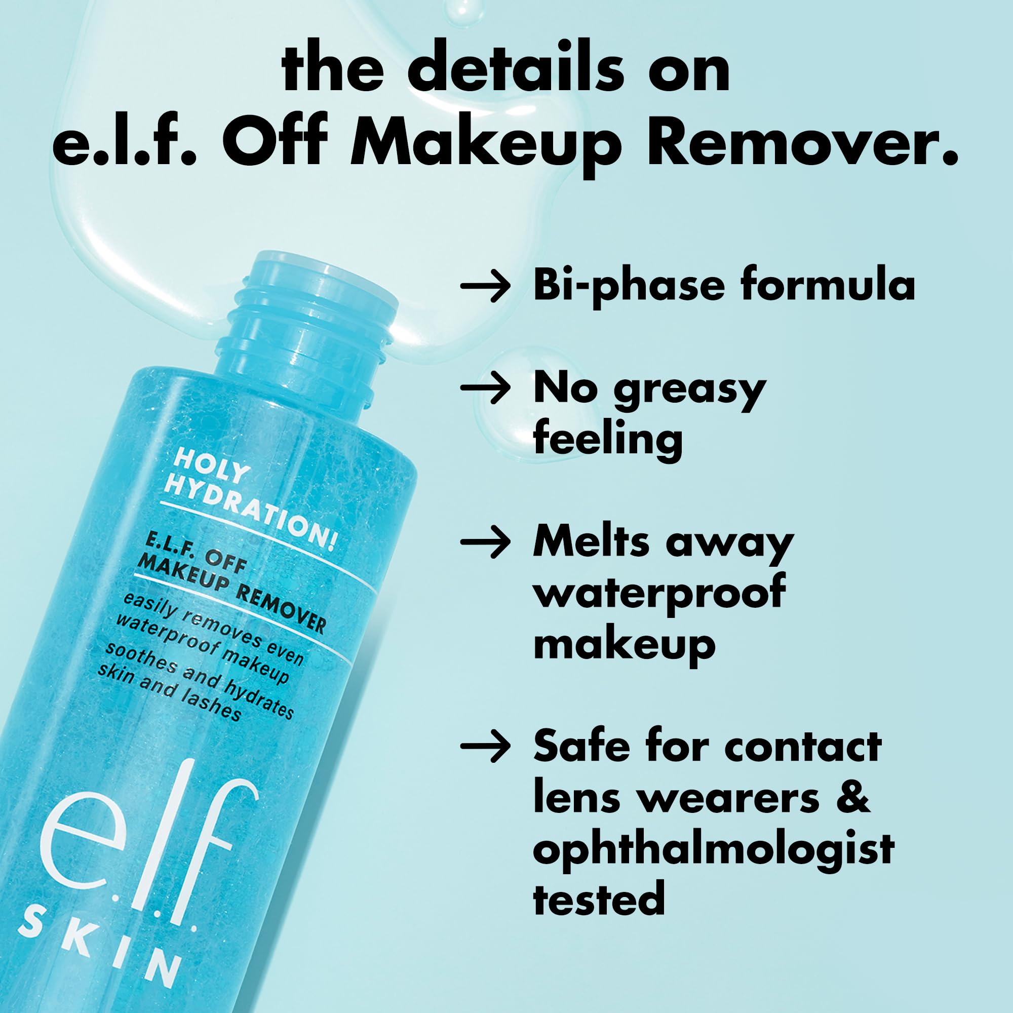 e.l.f. SKIN Holy Hydration! e.l.f. Off Makeup Remover - Hydrating, Non-Greasy, Vegan & Cruelty-Free 4