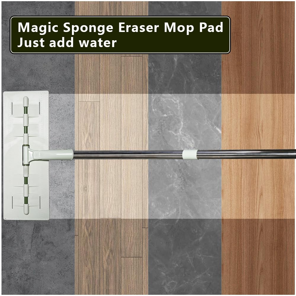 BAISENJIE Flat Mop - 60" Adjustable Handle, 13" Wide Head, Includes 7 Replacement Pads 2