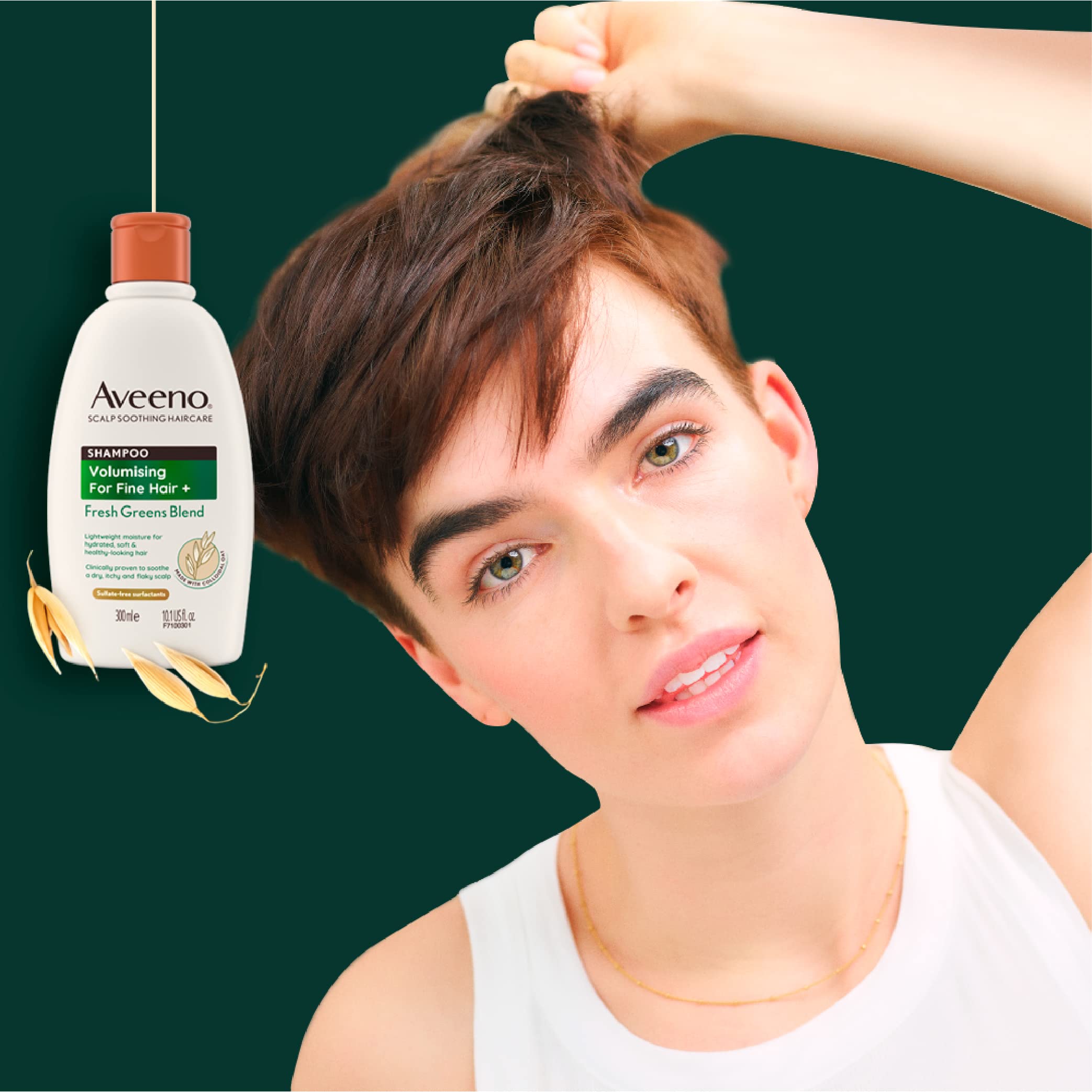 Aveeno Scalp Soothing Volumising Shampoo - Fresh Green Blend, Colloidal Oat Extract, for Fine Hair, 300ml 11