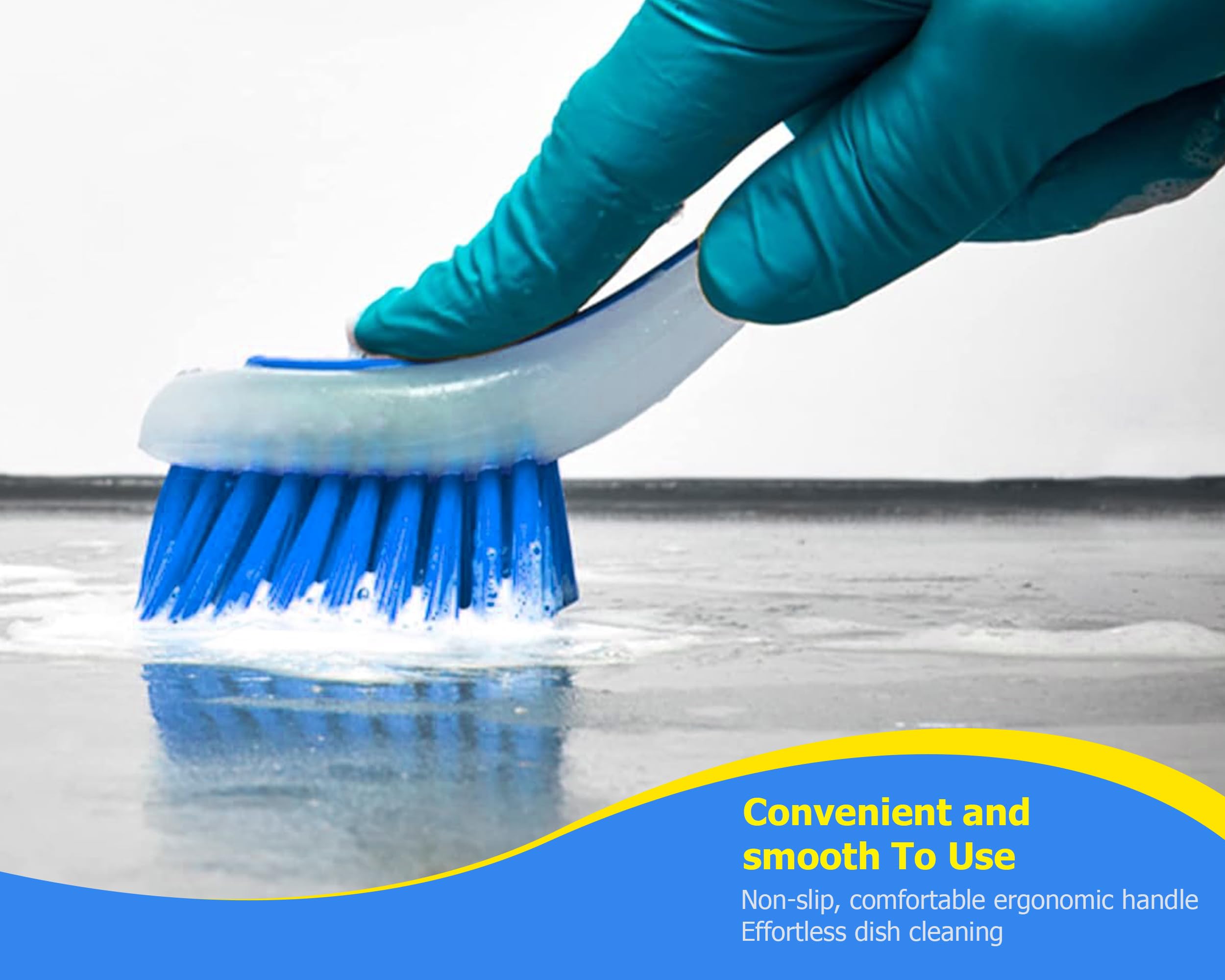 Zuvo Kitchen Scrub Brush - Long Handle with Suction Cup | Durable PET Bristles | Pack of 3 5