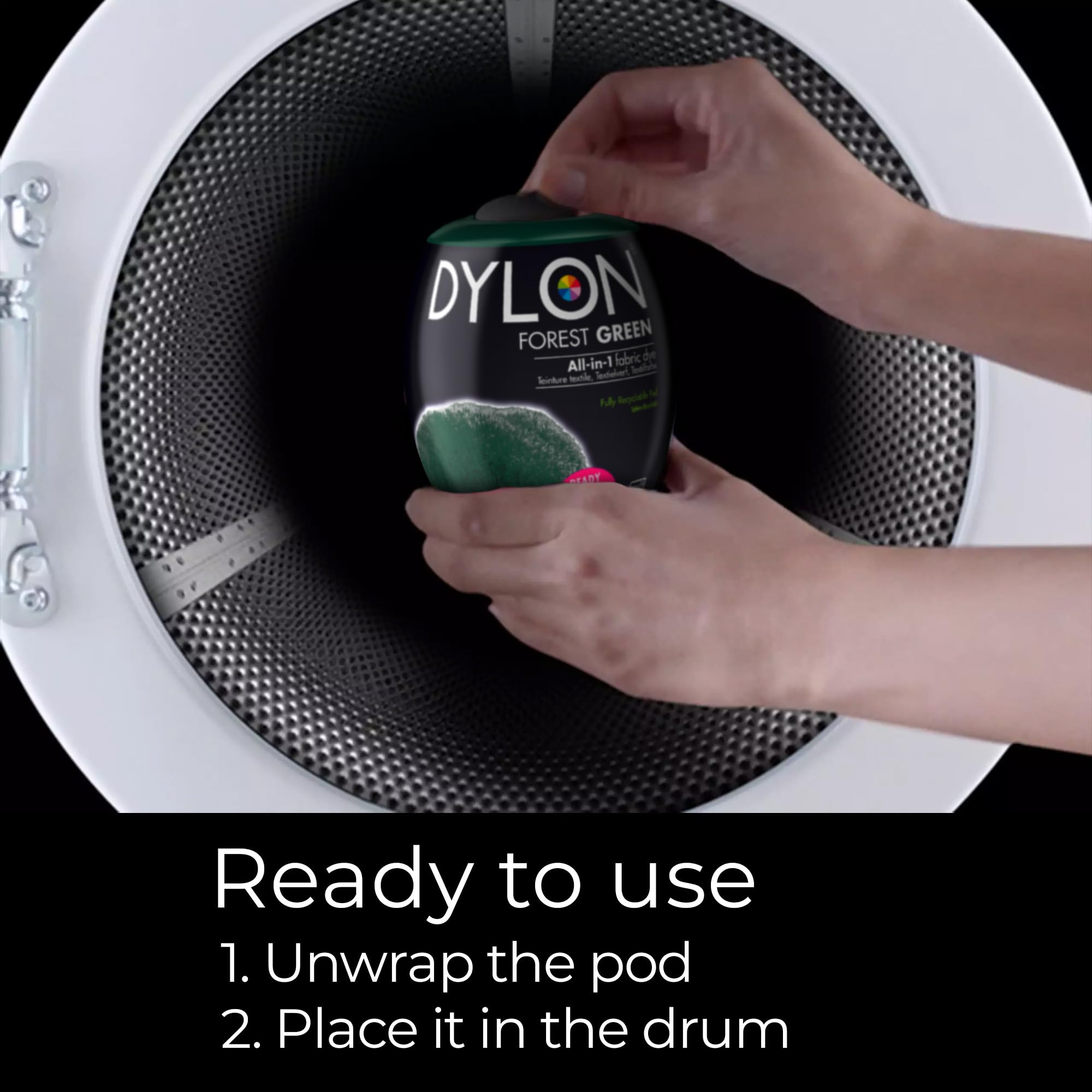 Dylon Washing Machine Fabric Dye Pod - Forest Green, 350g 5