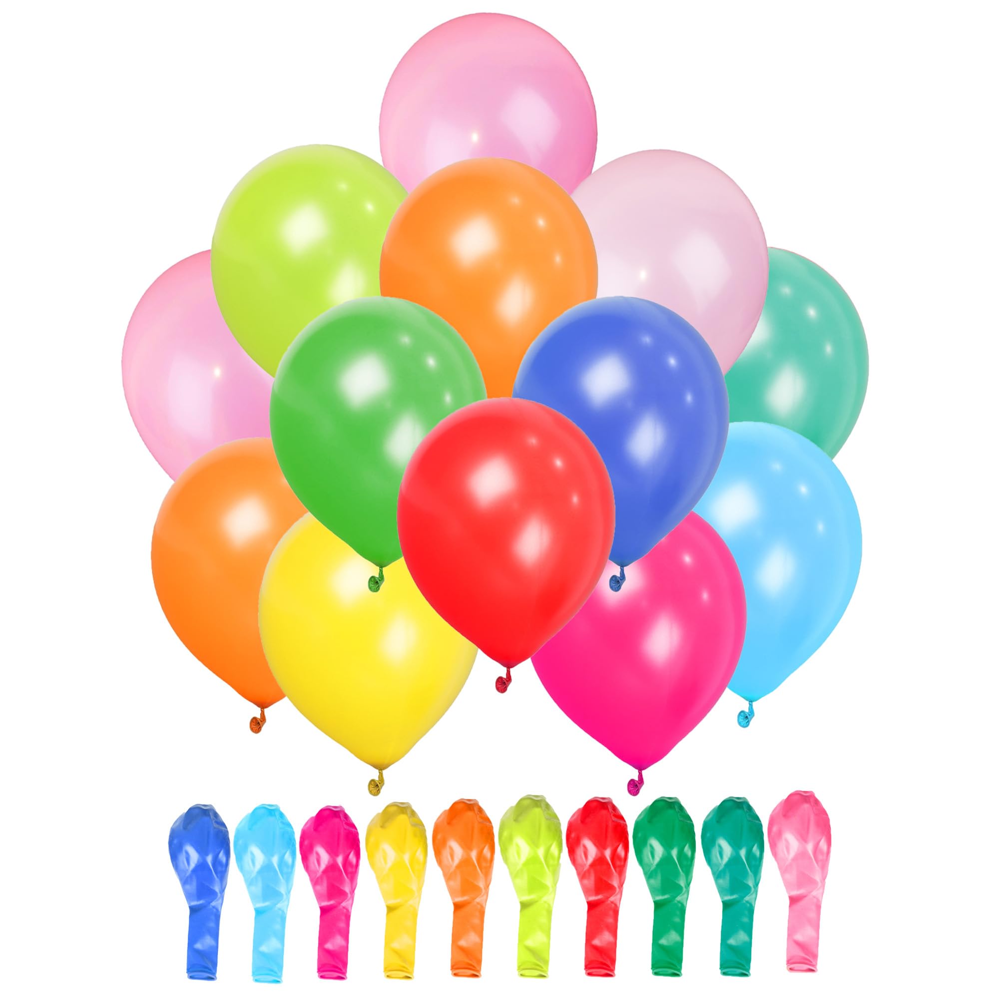 SHATCHI Rainbow Party Balloons - 50 Pack Metallic Multicoloured, 12 Inch Thick Latex for Birthday & Wedding