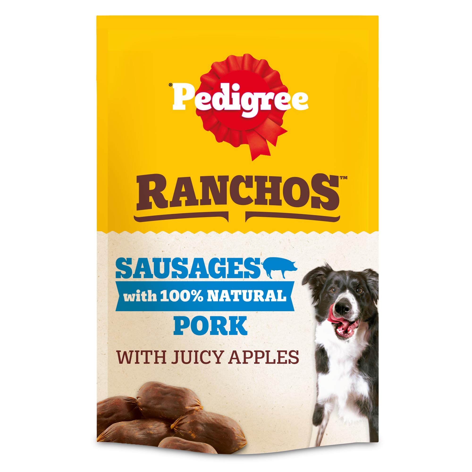 Pedigree Ranchos Dog Treats - Sausages with Pork | 100% Natural Pork | Grain Free (Pack of 7 x 60g)