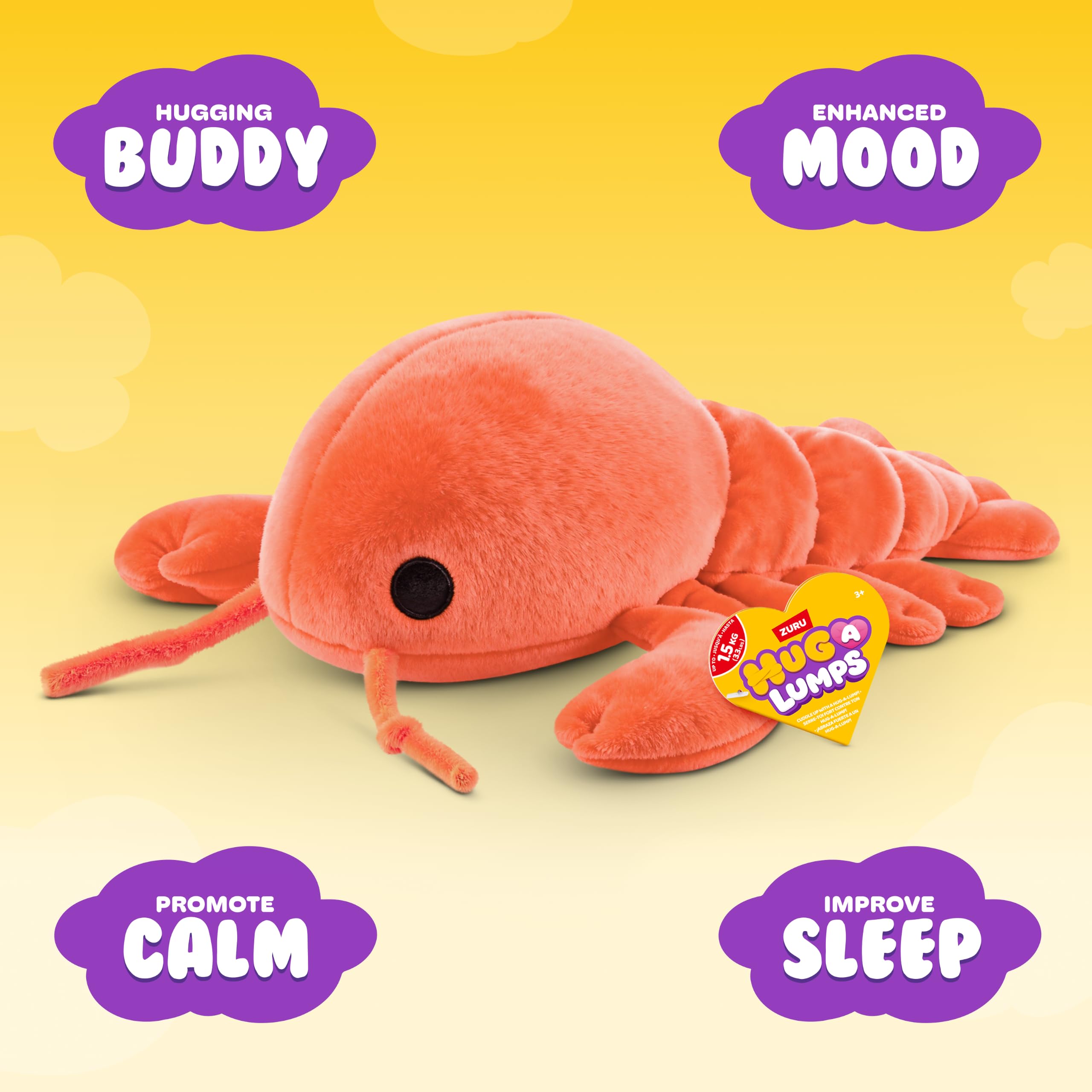 Hug-A-Lumps Lenny the Lobster Weighted Plush - Medium | Super-Soft | Stress & Anxiety Relief 2