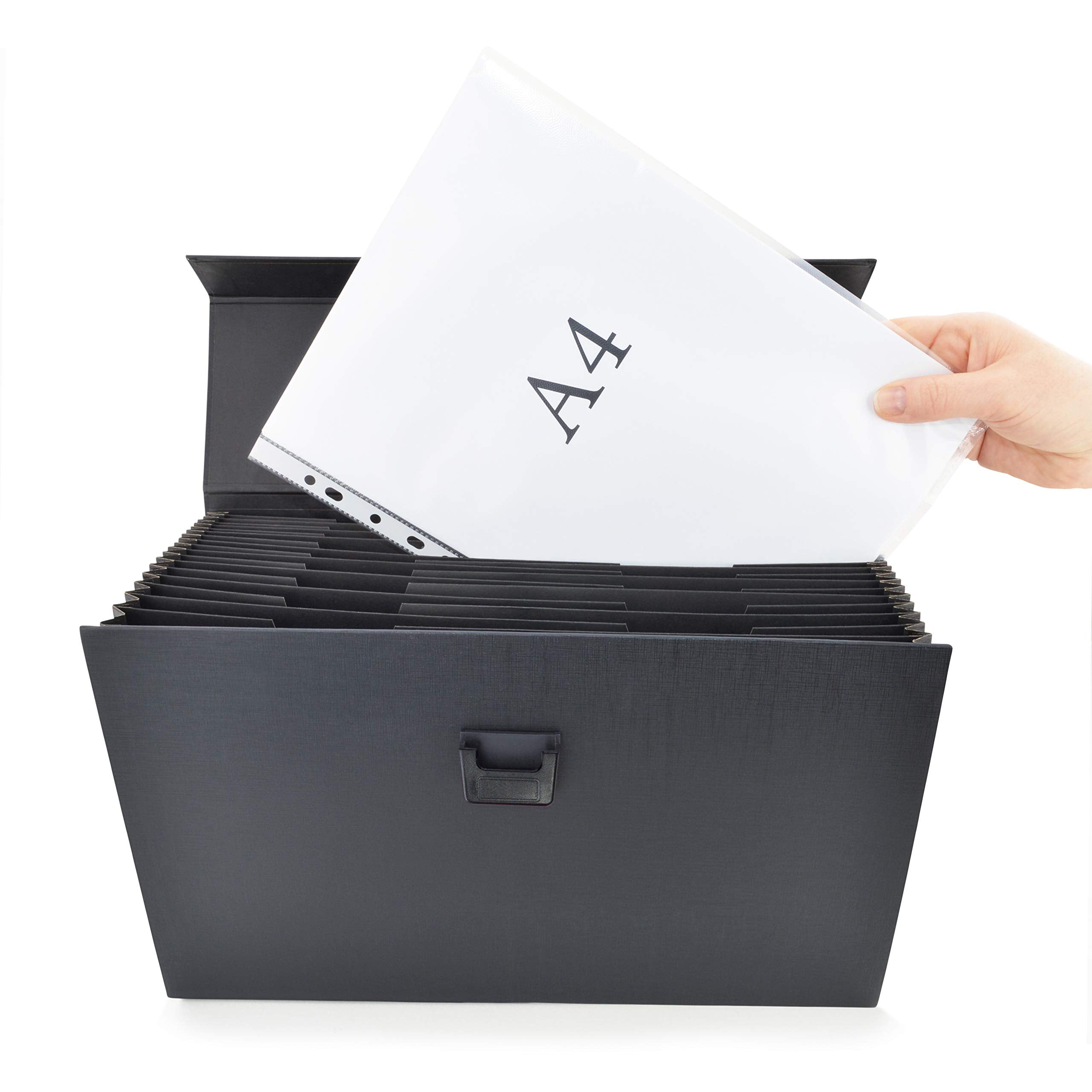 Rapesco 1555 19-Part Expanding Box File Document Organiser, A4+, Black 5