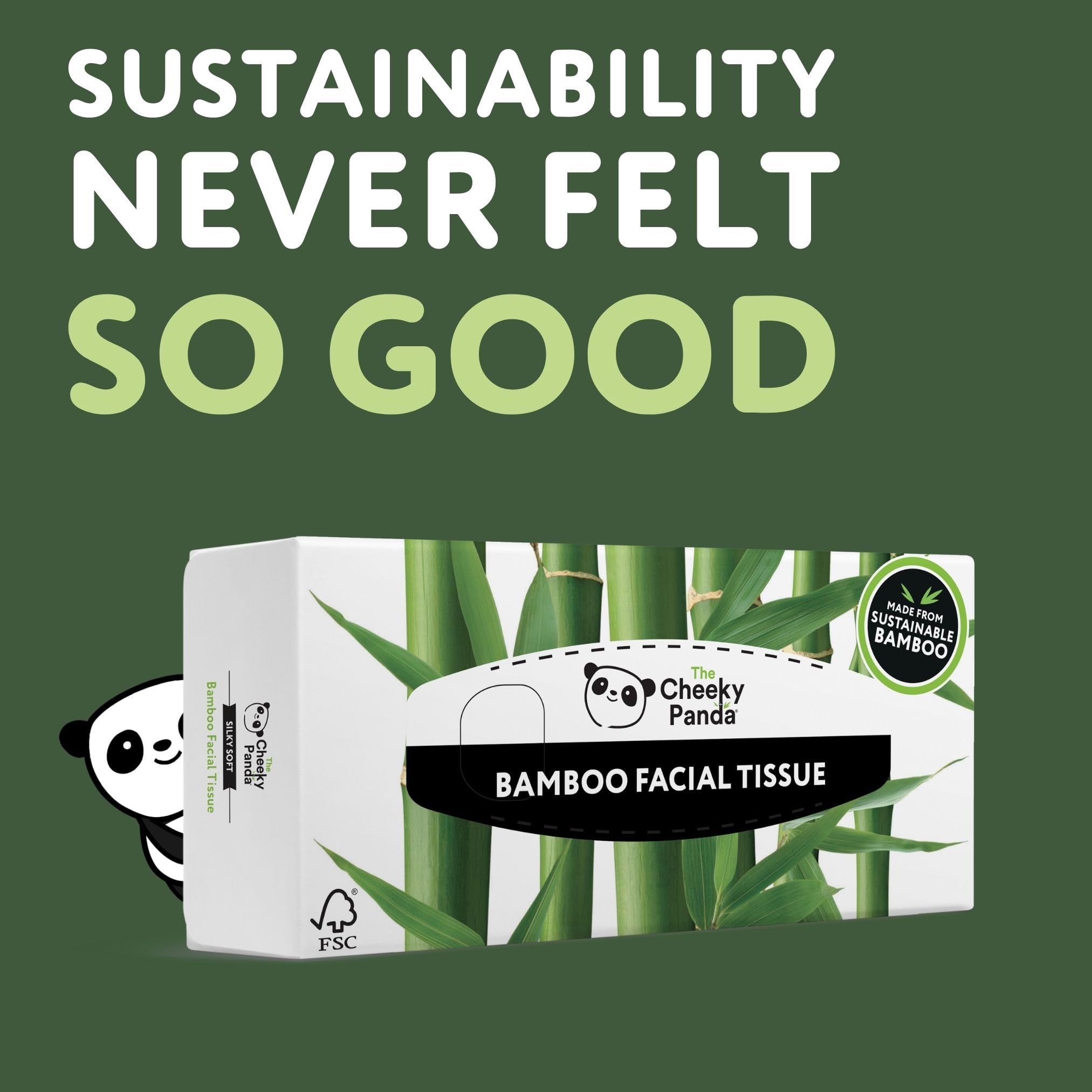The Cheeky Panda – Bamboo Facial Tissues 3-Ply Flat Box (80 Tissues) Hypoallergenic, Plastic-Free, Eco-Friendly 12