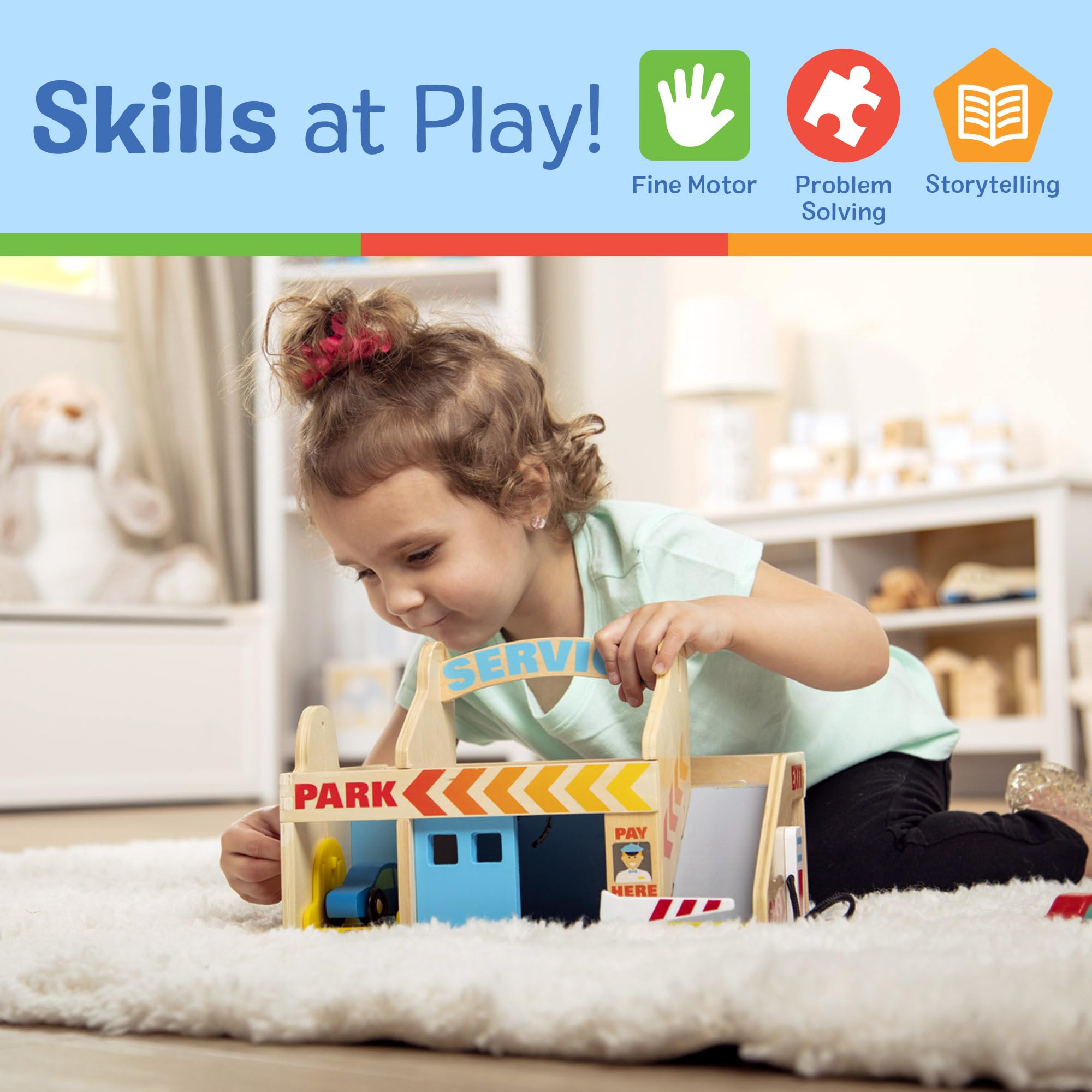 Melissa & Doug Service Station Parking Garage - Wooden Vehicle Playset for Ages 3-6 13