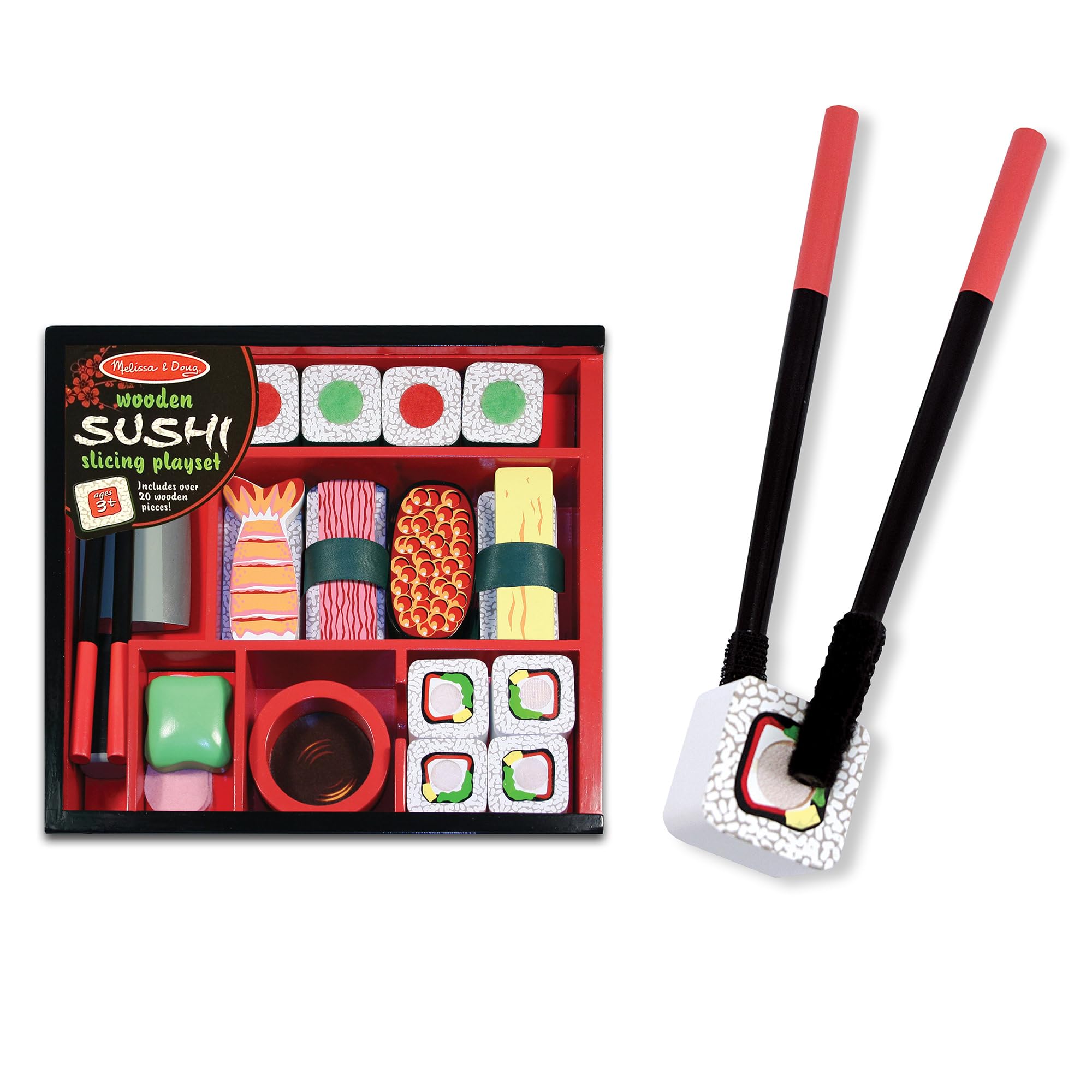 Melissa & Doug Wooden Sushi Slicing Playset - Pretend Play Food Toy for Ages 3+ 5