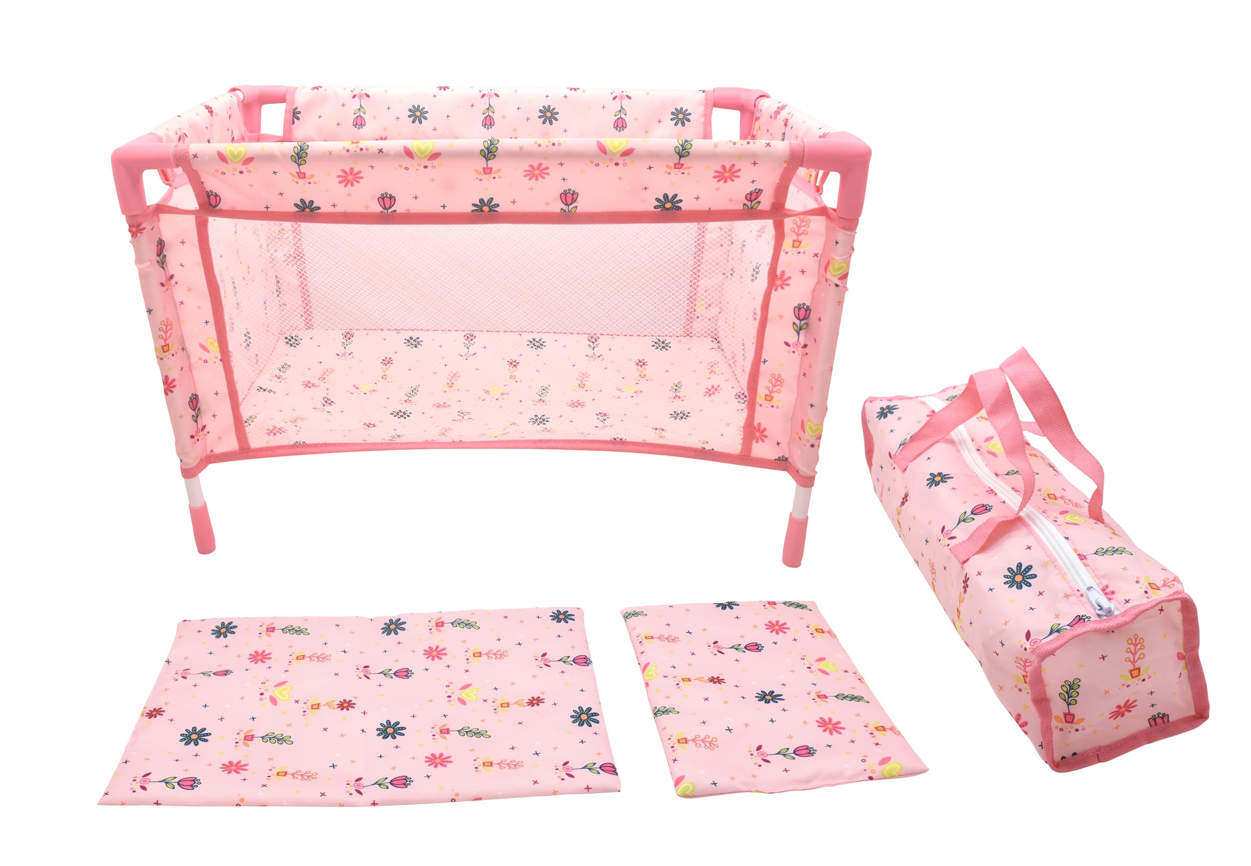 Peterkin DOLLSWORLD Travel Carry Cot with Quilt, Pillow & Bag - Doll Accessories for On-the-Go Play 1