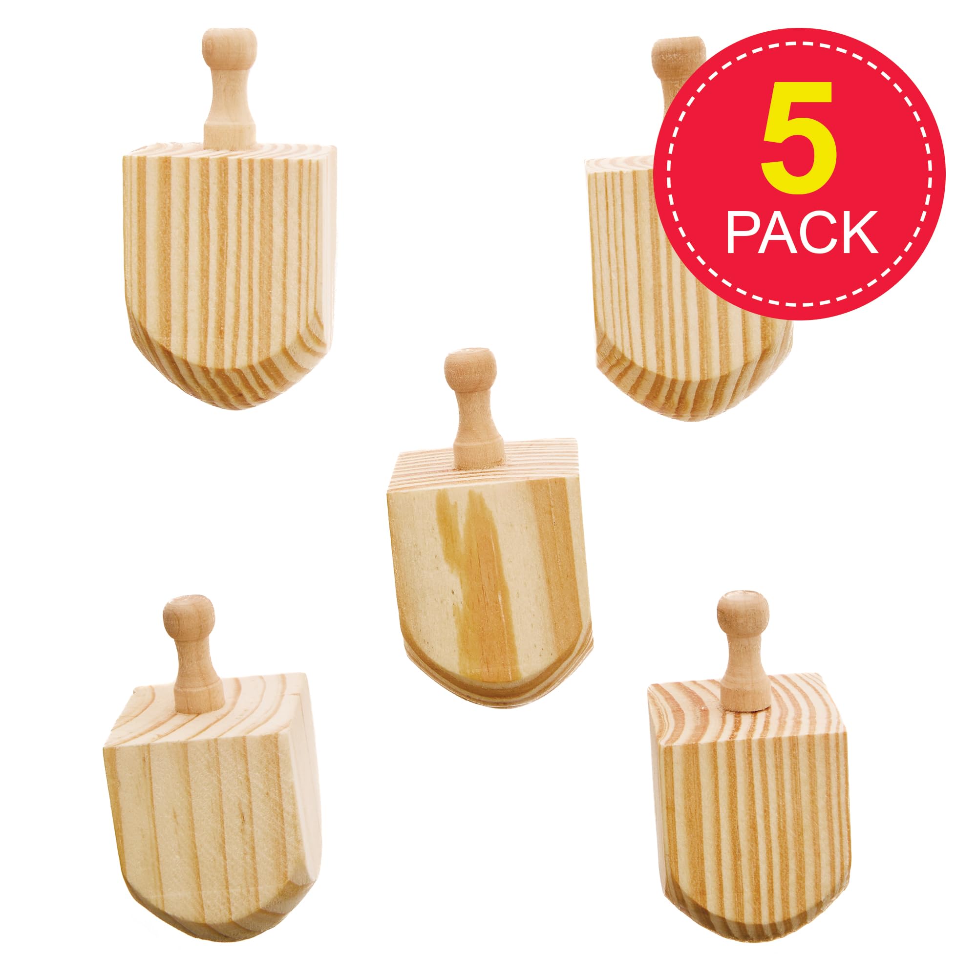 Baker Ross FX939 Wooden Dreidels - Pack of 5, Paint Your Own Hanukkah Craft Toy 7