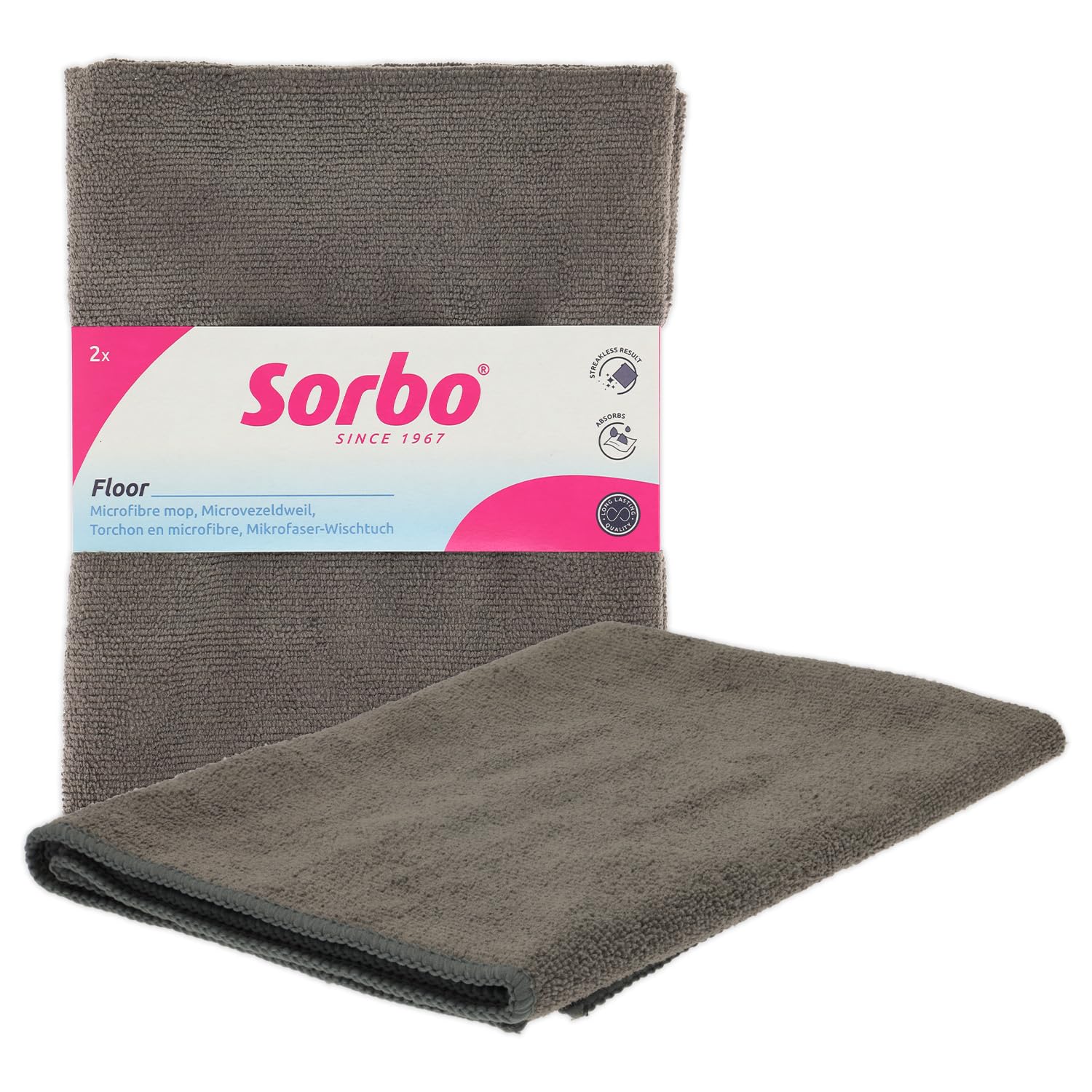 Sorbo Microfibre Floor Cloth - Streak Free, Super Absorbent, Multi-Purpose Cleaning | Grey