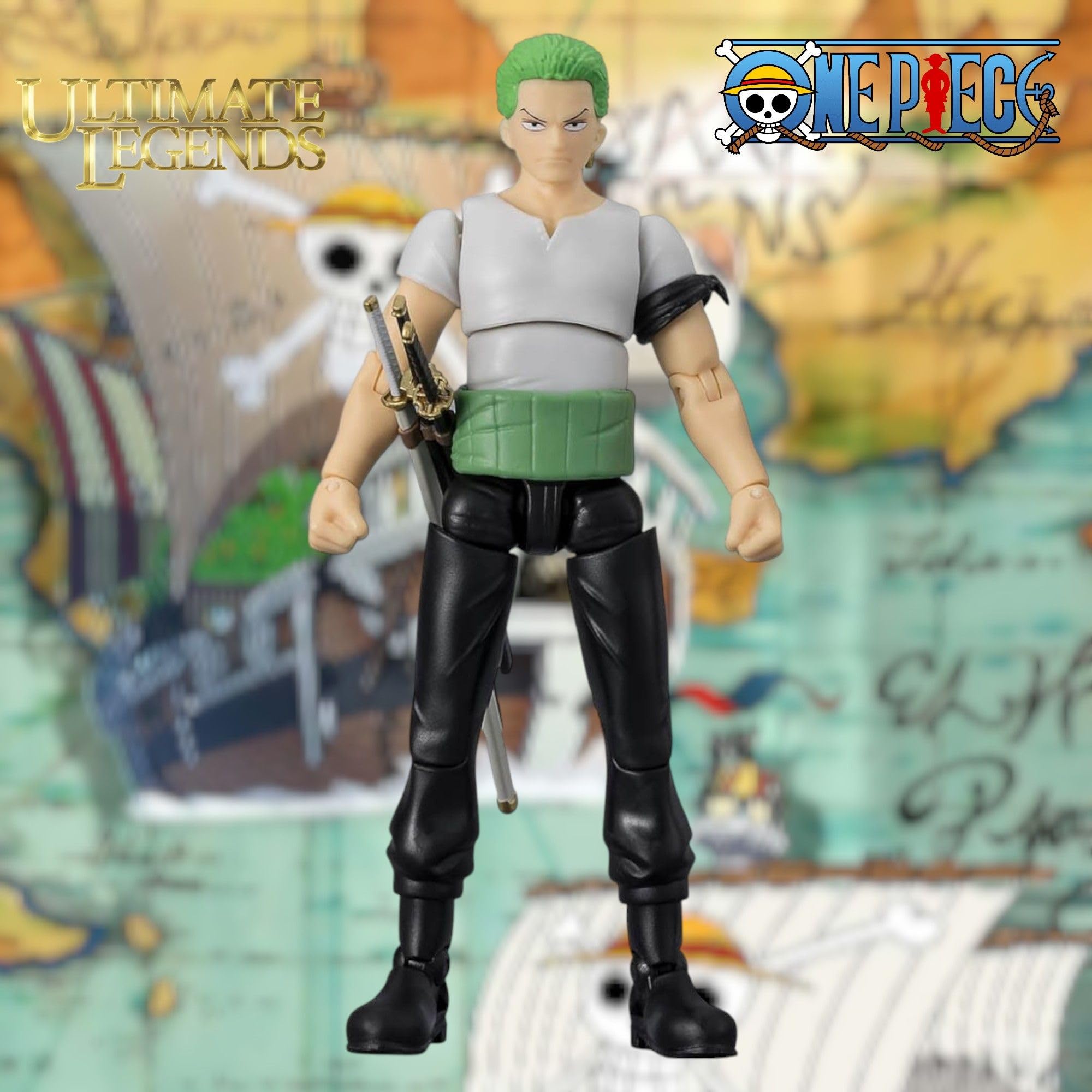 BANDAI Ultimate Legends Zoro Action Figure - 12.5cm Posable Anime Figure with 3 Swords