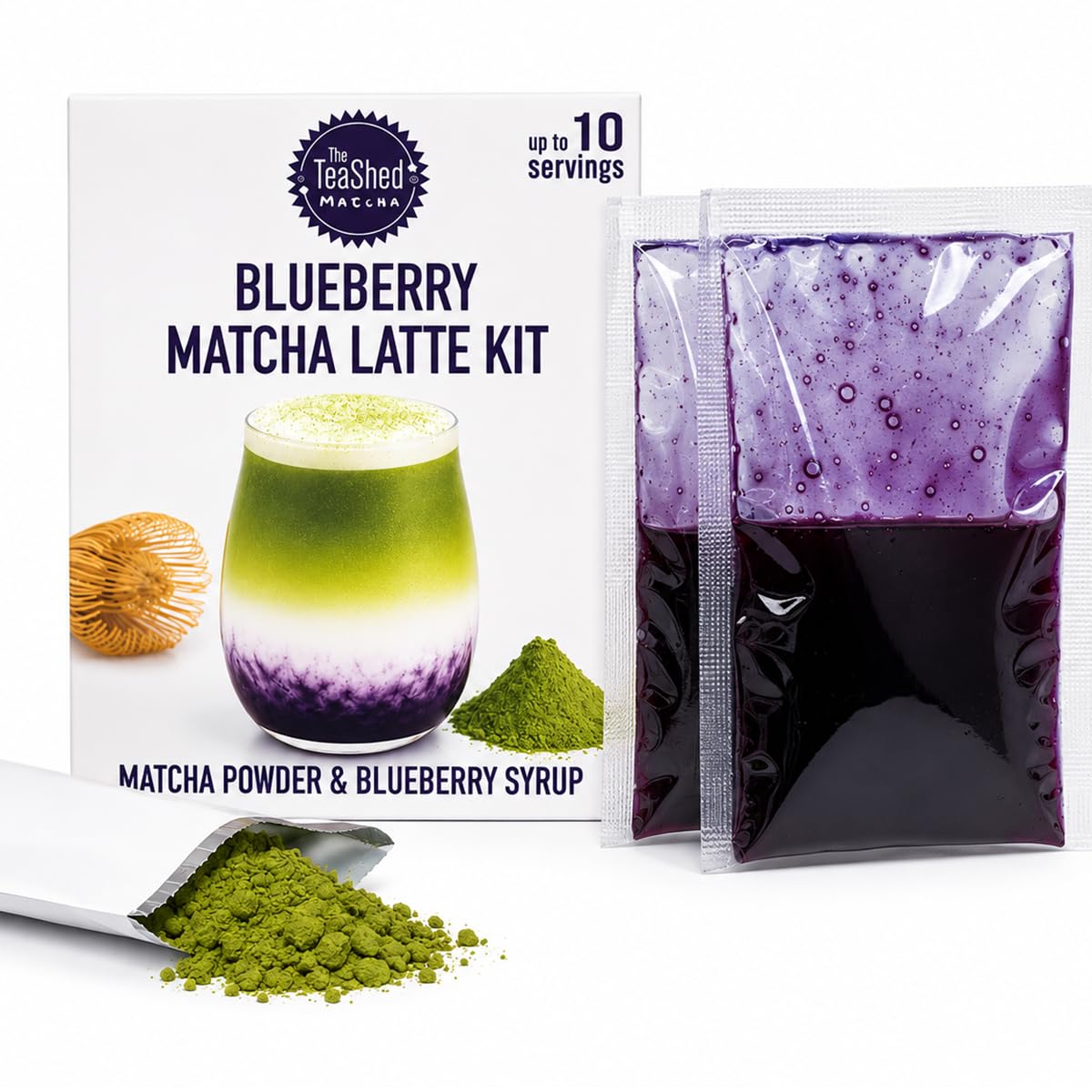 The TeaShed Blueberry Matcha Kit - Makes 10 Lattes | 150g Pack