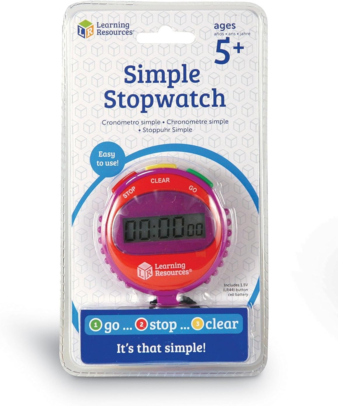 Learning Resources Simple 3-Button Stopwatch - Educational Timer for Kids Ages 5+ 1