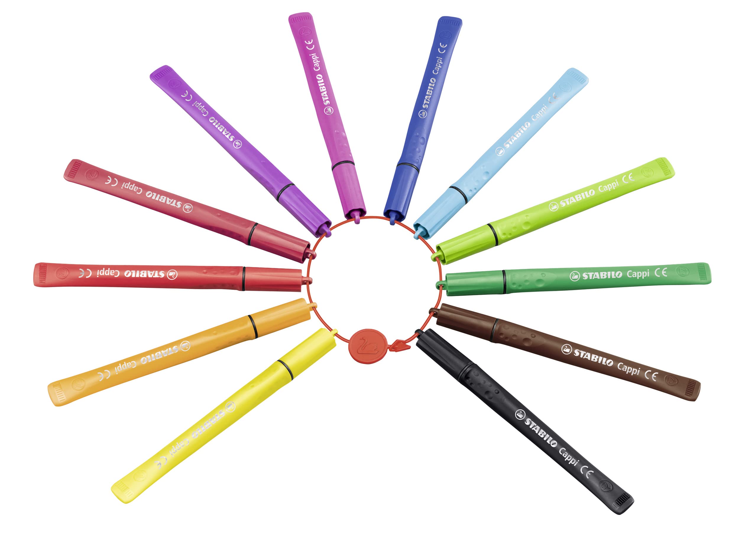 STABILO Cappi Felt Tip Pens - 12 Assorted Colours Wallet with Cap-Ring | 1mm Line Width 4