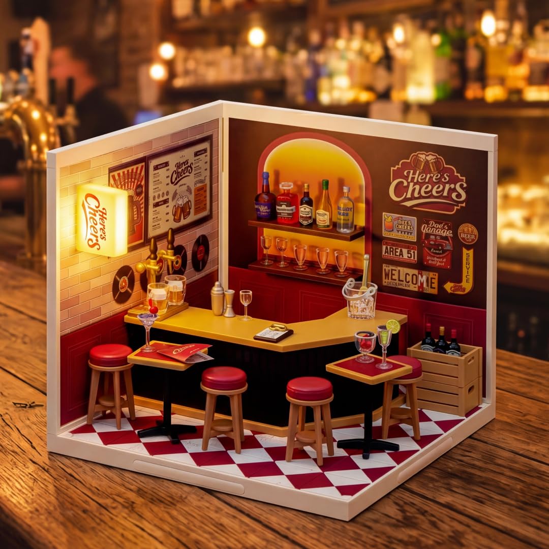 Mini Brands Spaces Here's Cheers Playset - Build Your Own Mini World | Plastic | Ages 3+ 4
