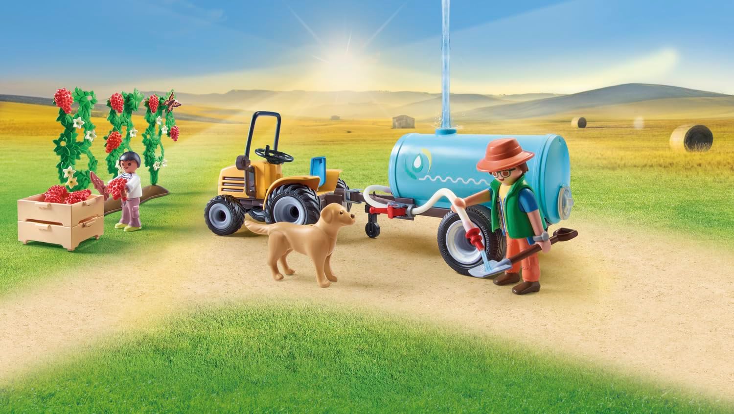 Playmobil 71442 Country Tractor with Trailer and Water Tank Playset - Farm Harvest Adventure for Kids 5